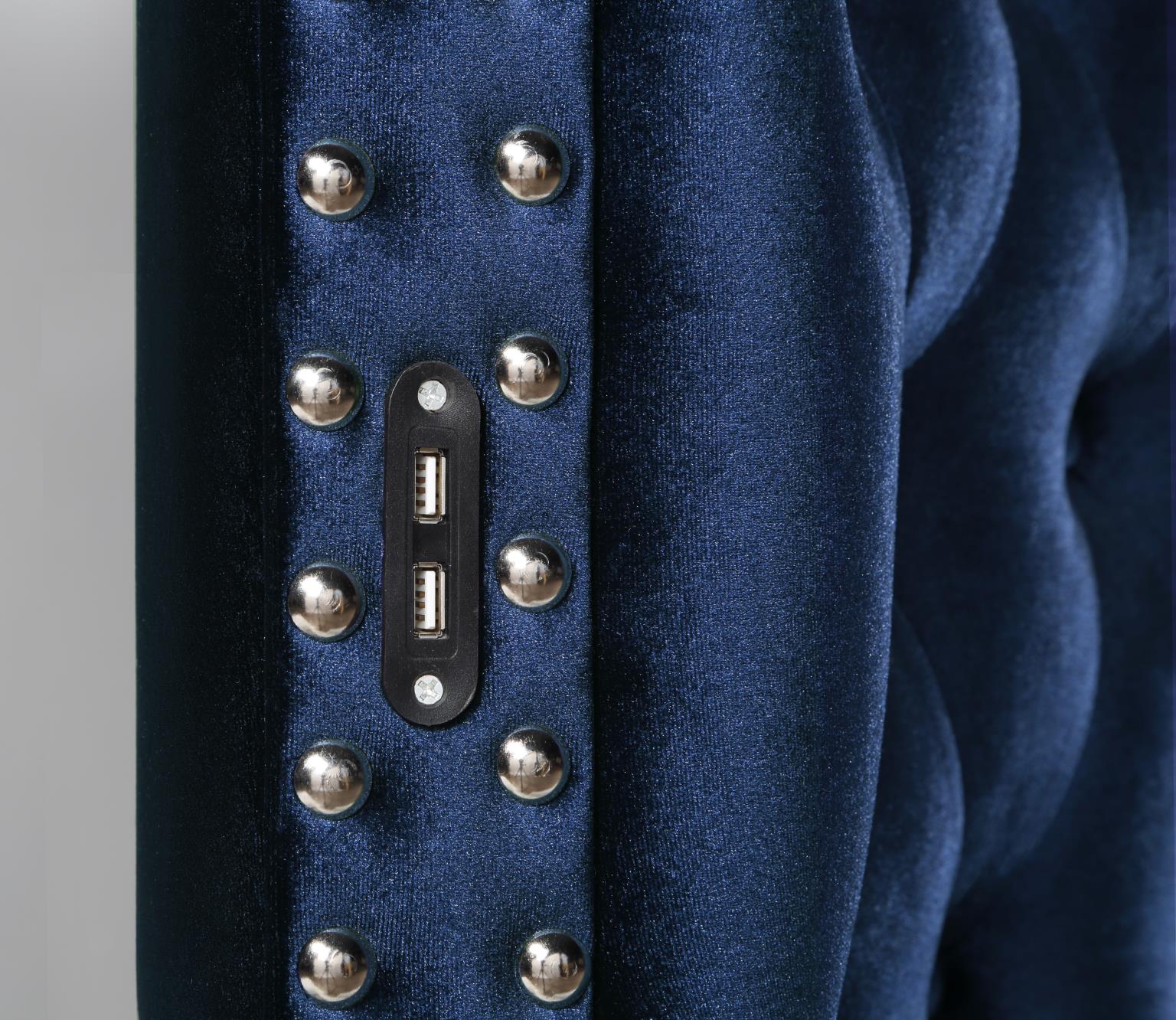 Blue Velvet Bed W Bluetooth Speaker USB — photo 3