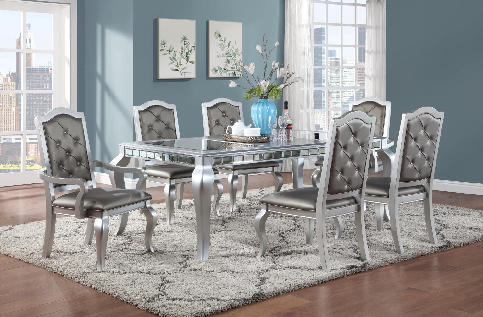 Dining Table & 4 Side Chairs & 2 Arm Chairs
