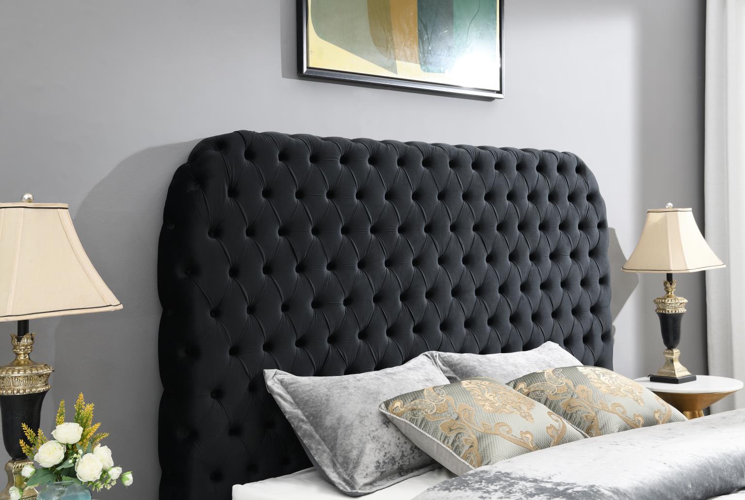 Black Velvet Bed W Fireplace TV Mount Bluetooth Speaker USB — photo 7