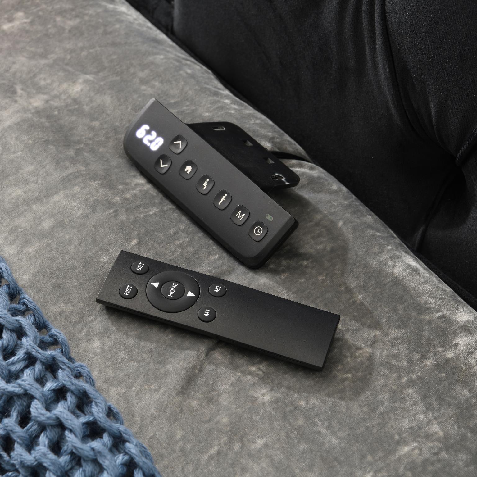 Black Velvet Bed W Fireplace TV Mount Bluetooth Speaker USB — photo 6