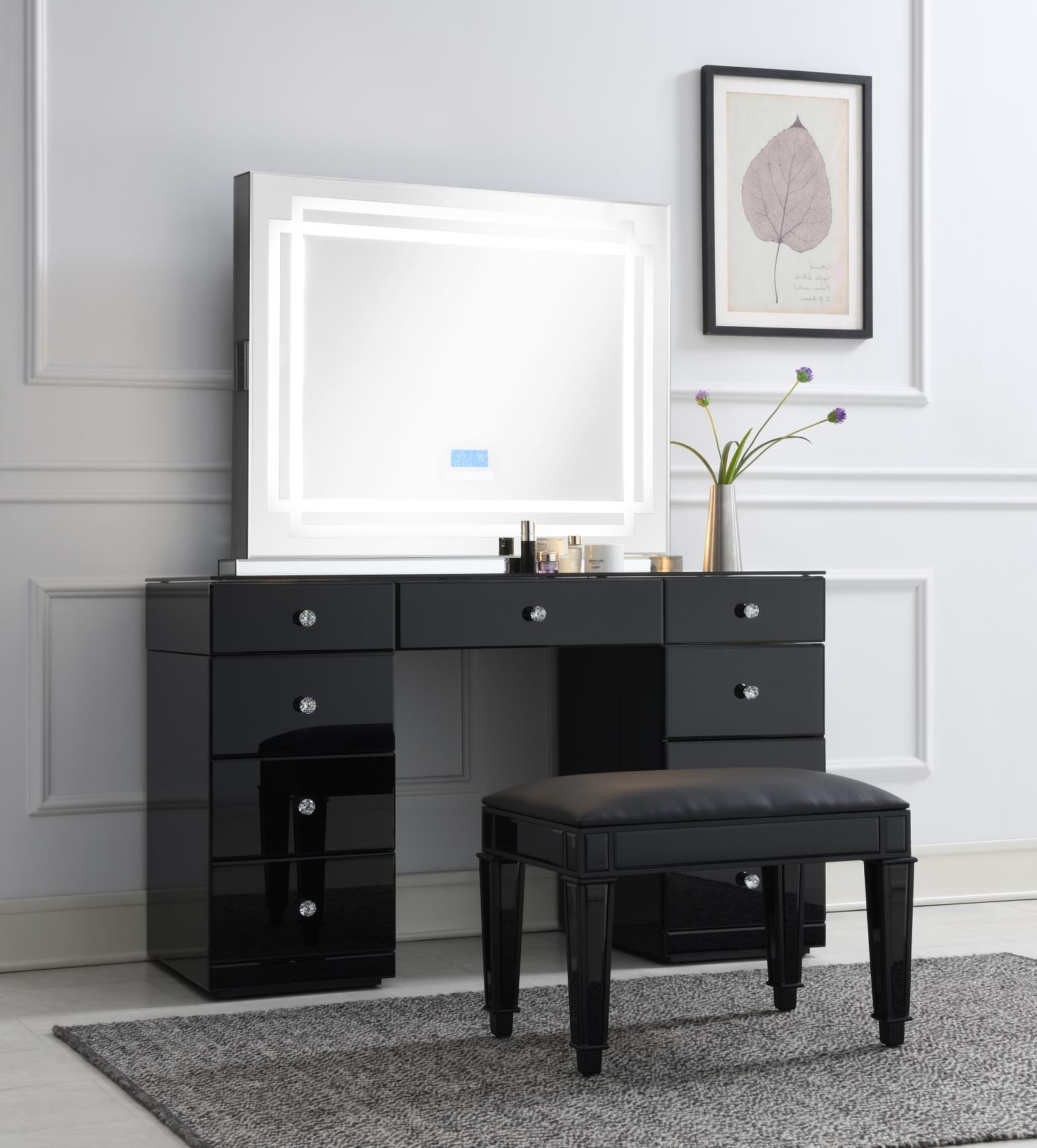 Glamour Vanity Set (Dresser + Mirror Bluetooth Speaker with Lights) — photo 2