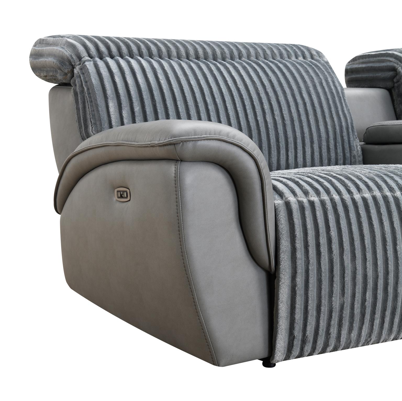 6 PC Gray Power Reclining Sectional W/Power Headrest — photo 3
