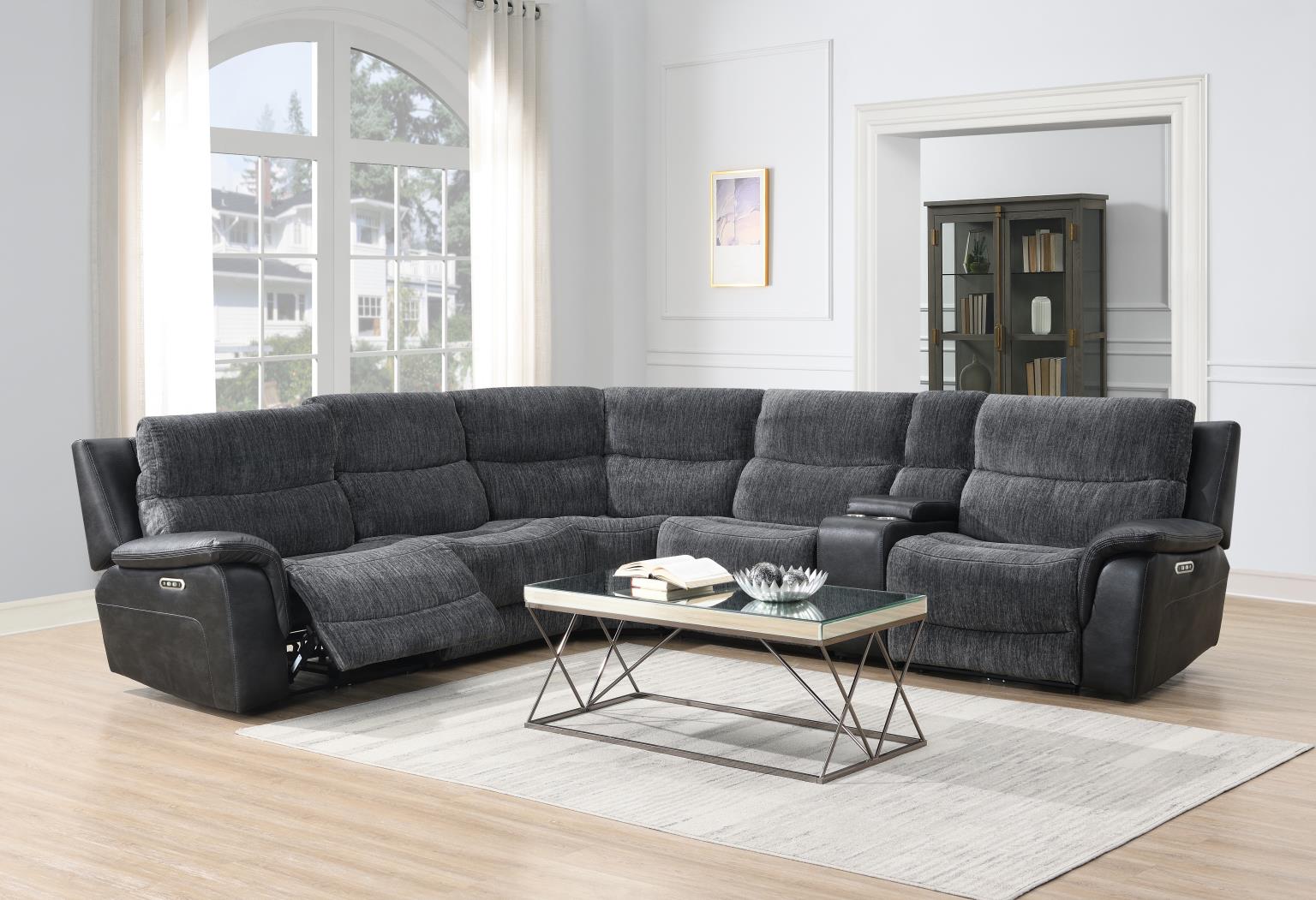 6 PC Dark Gray Power Reclining Sectional W/Power Headrest — photo 2