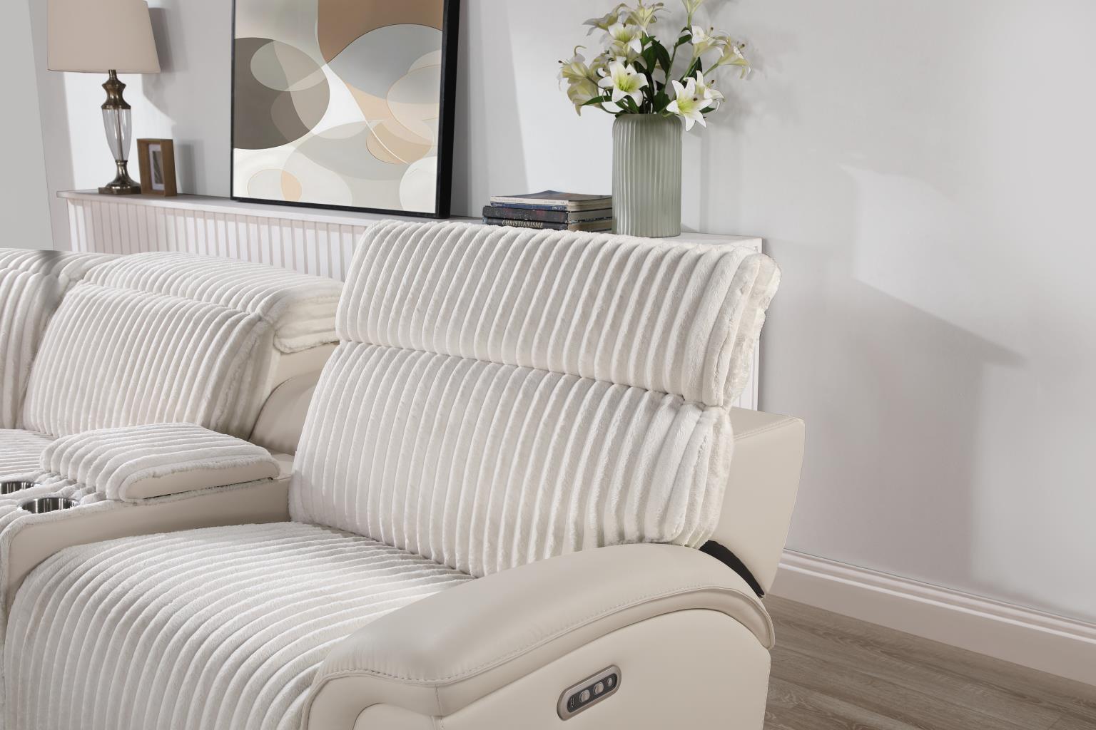 6 PC White Power Reclining Sectional W/Power Headrest — photo 4