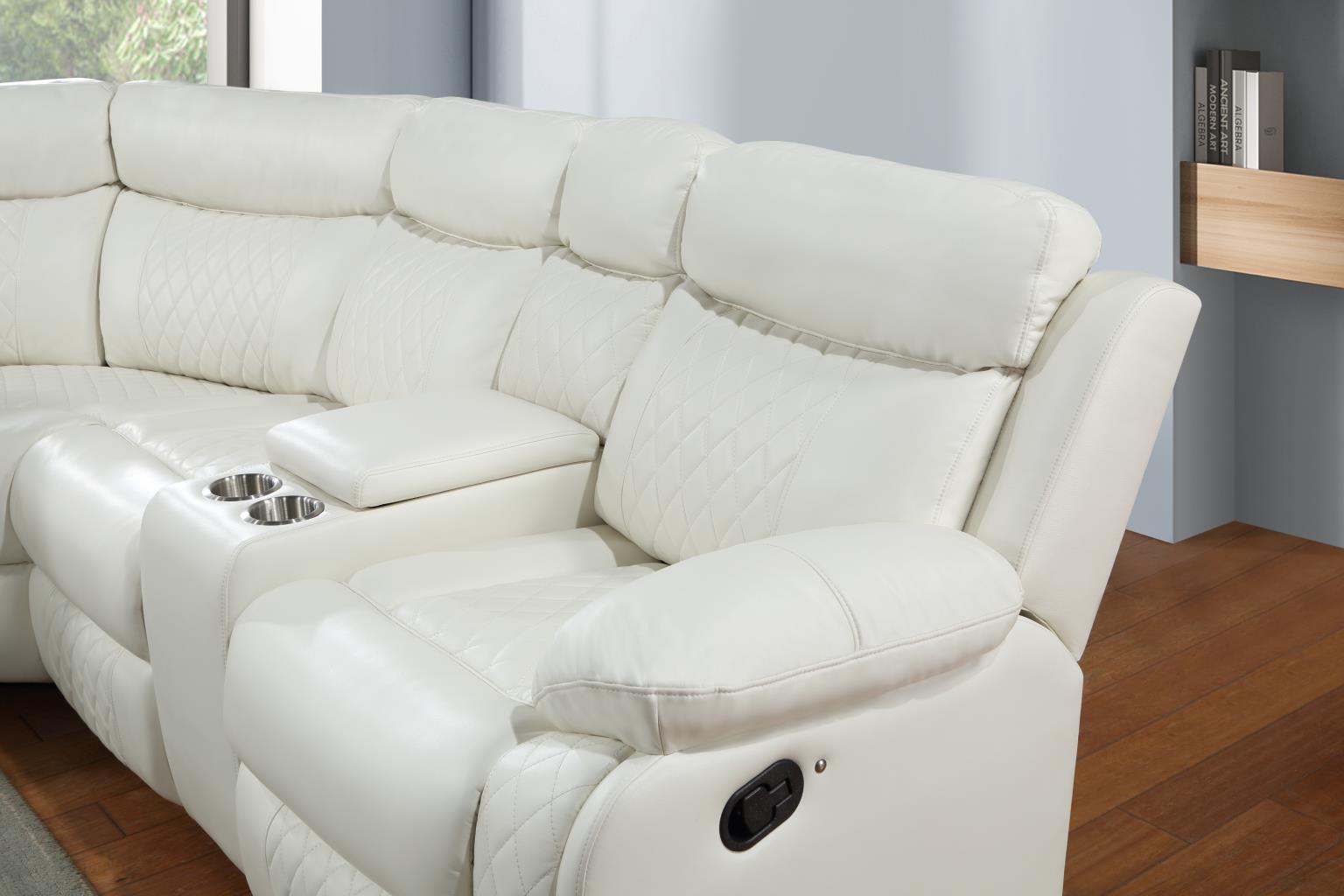 White Motion 3 PC Sectional W/Bluetooth Speaker — photo 3