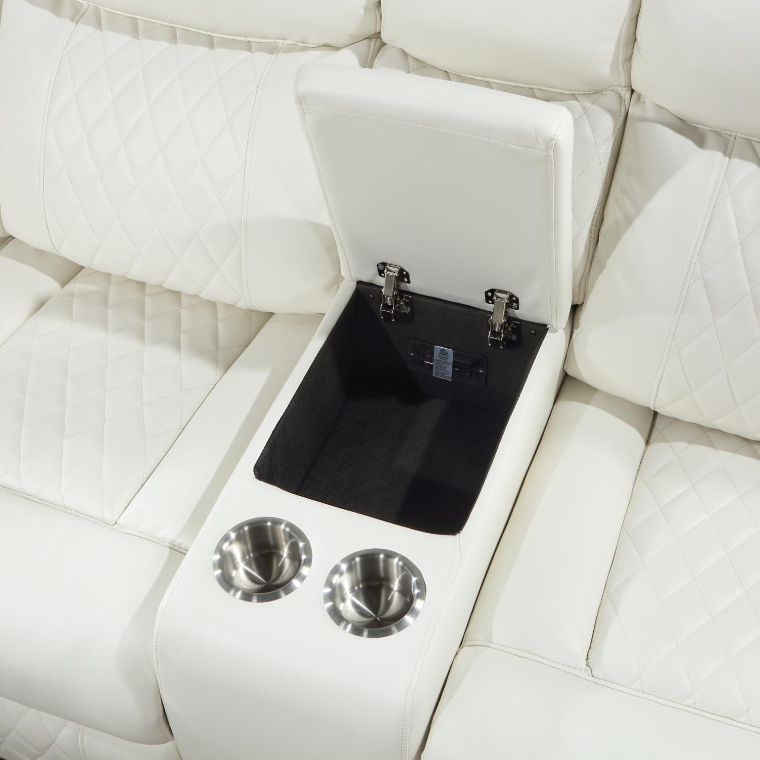 White Motion 3 PC Sectional W/Bluetooth Speaker — photo 4