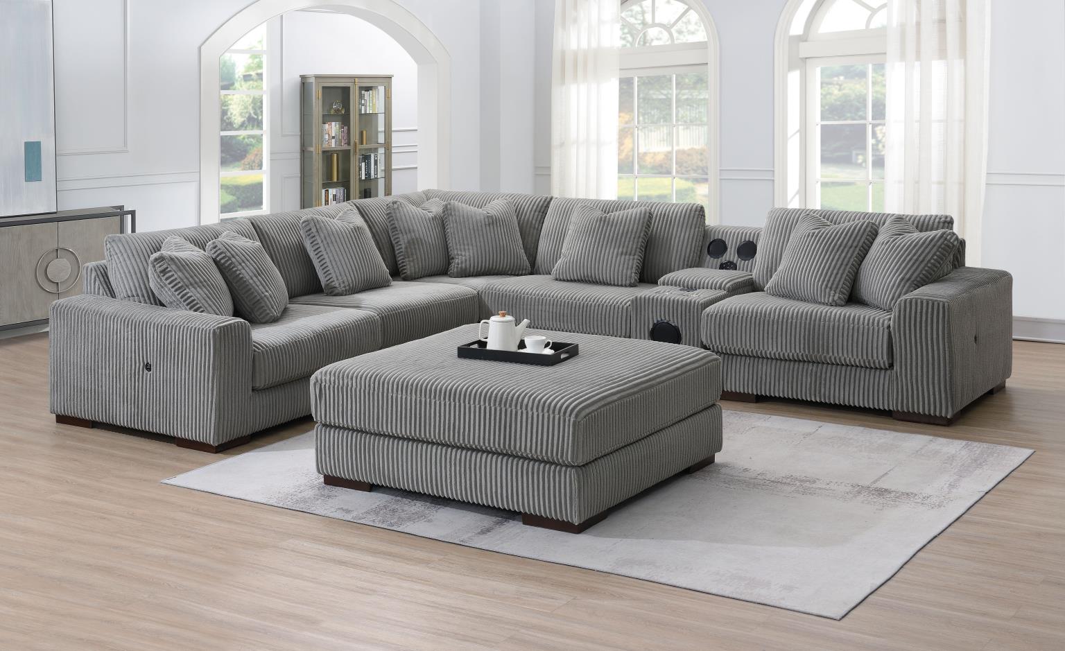 6PC Set (2 Armless Chairs, 1 Console, 1 Right Chaise, 1 Laf Seat, 1 Wedge) — photo 4