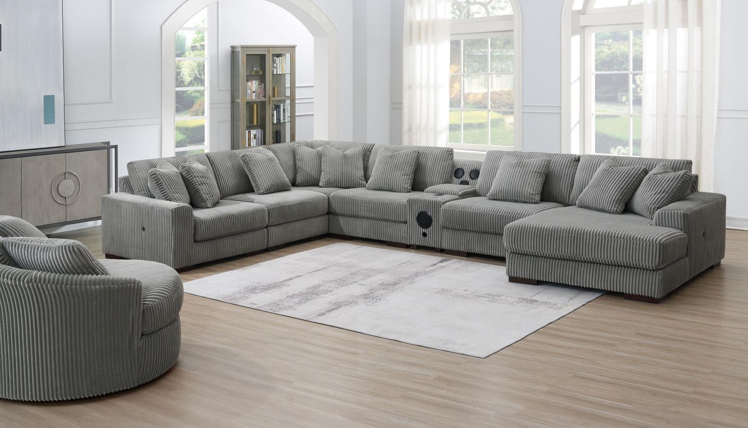 6PC Set (2 Armless Chairs, 1 Console, 1 Right Chaise, 1 Laf Seat, 1 Wedge) — photo 2