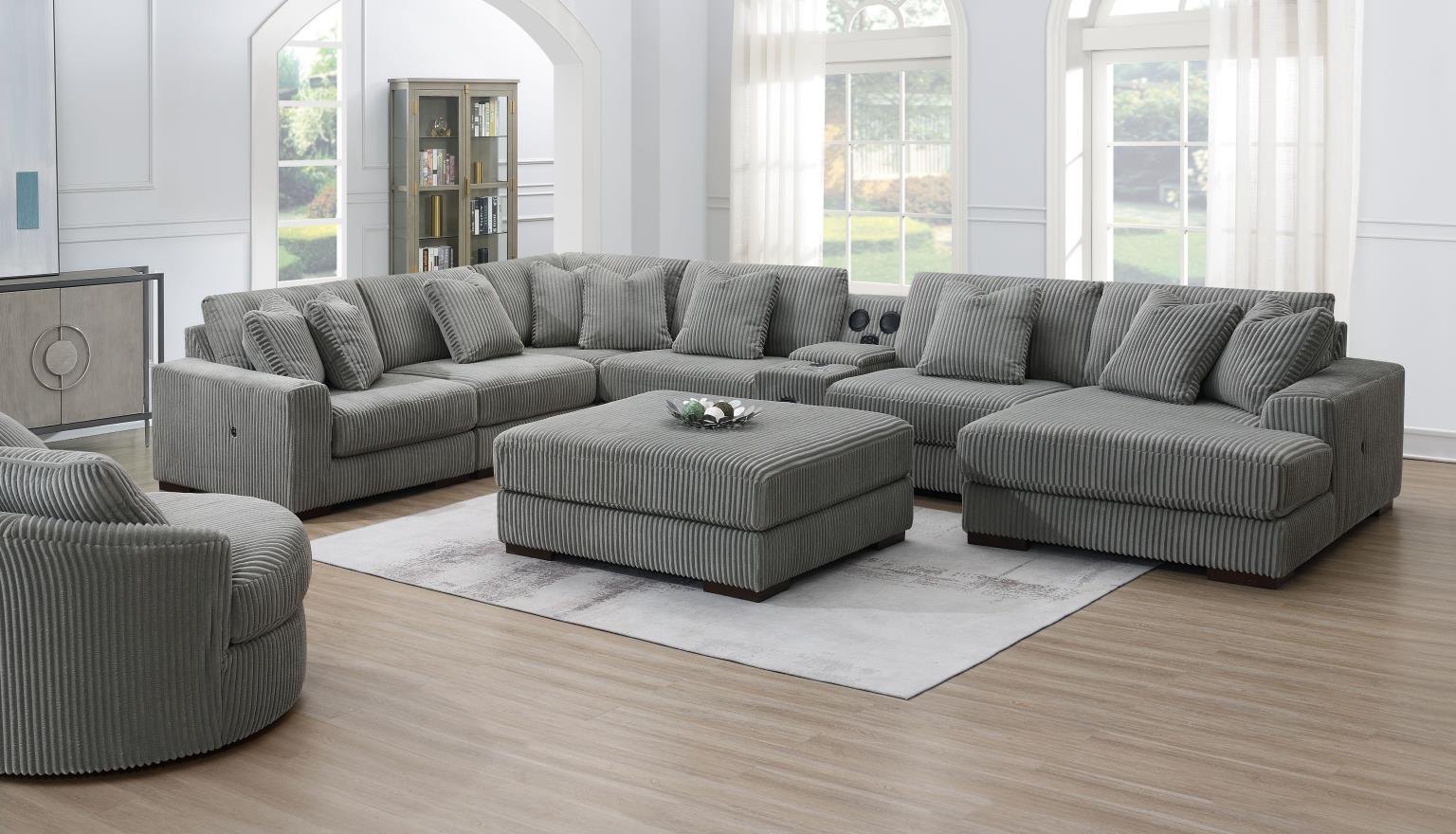 6PC Set (2 Armless Chairs, 1 Console, 1 Right Chaise, 1 Laf Seat, 1 Wedge)