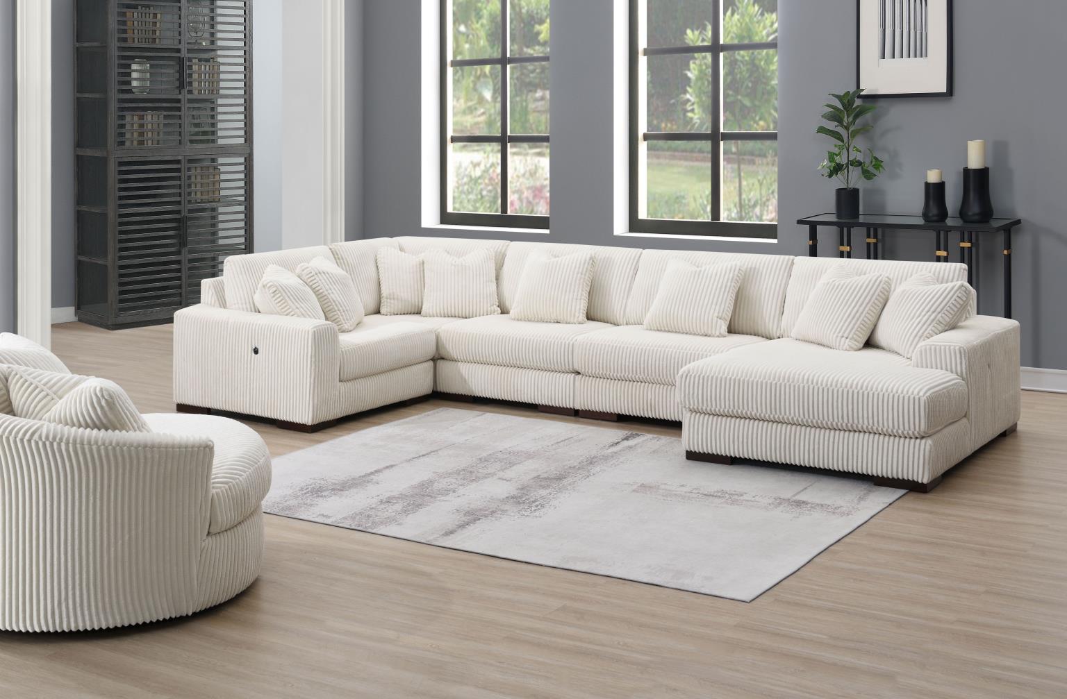 6PC Set (2 Armless Chairs, 1 Console, 1 Right Chaise, 1 Laf Seat, 1 Wedge)