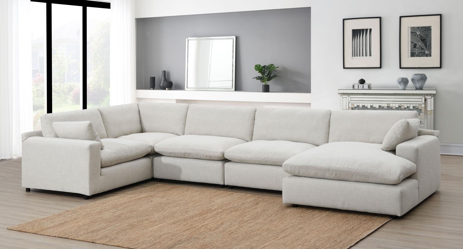 6PC Set (3 Armless Chairs, 1 Right Chaise, 1 Laf Seat, 1 Wedge) — photo 4