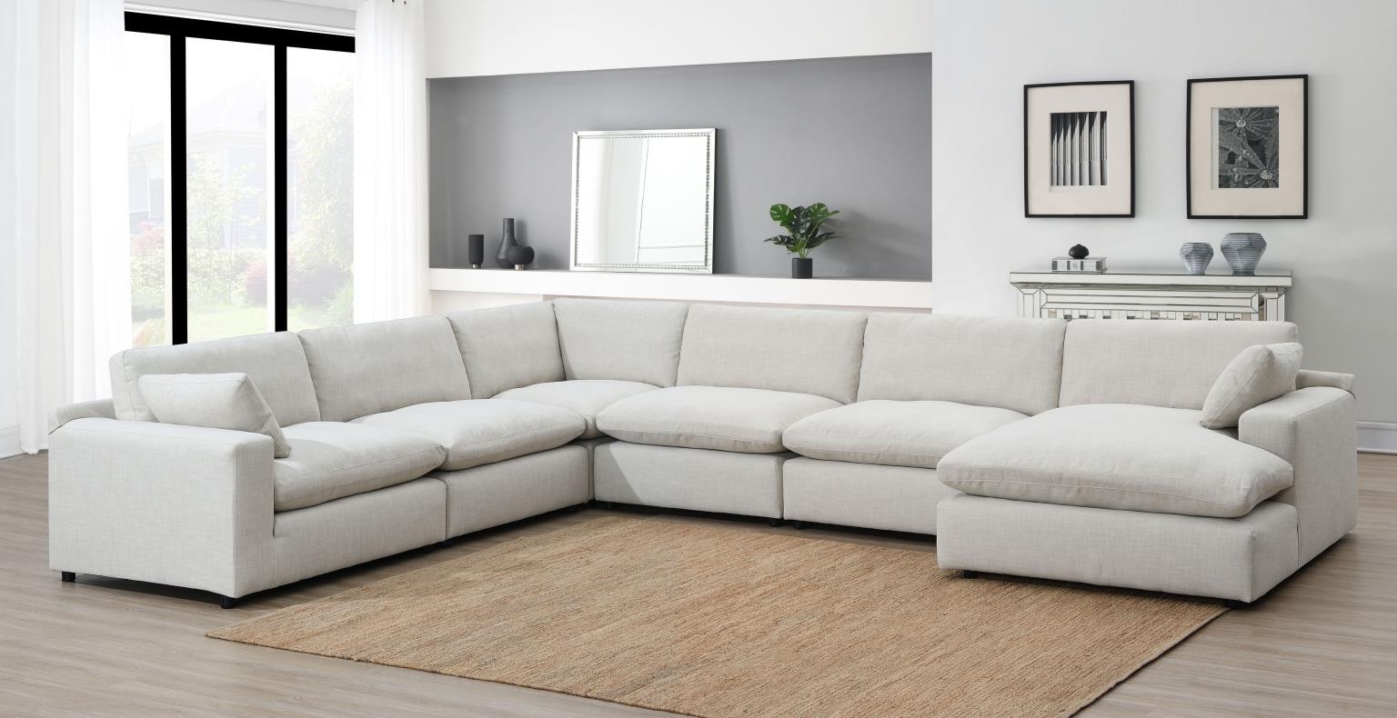 6PC Set (3 Armless Chairs, 1 Right Chaise, 1 Laf Seat, 1 Wedge) — photo 2