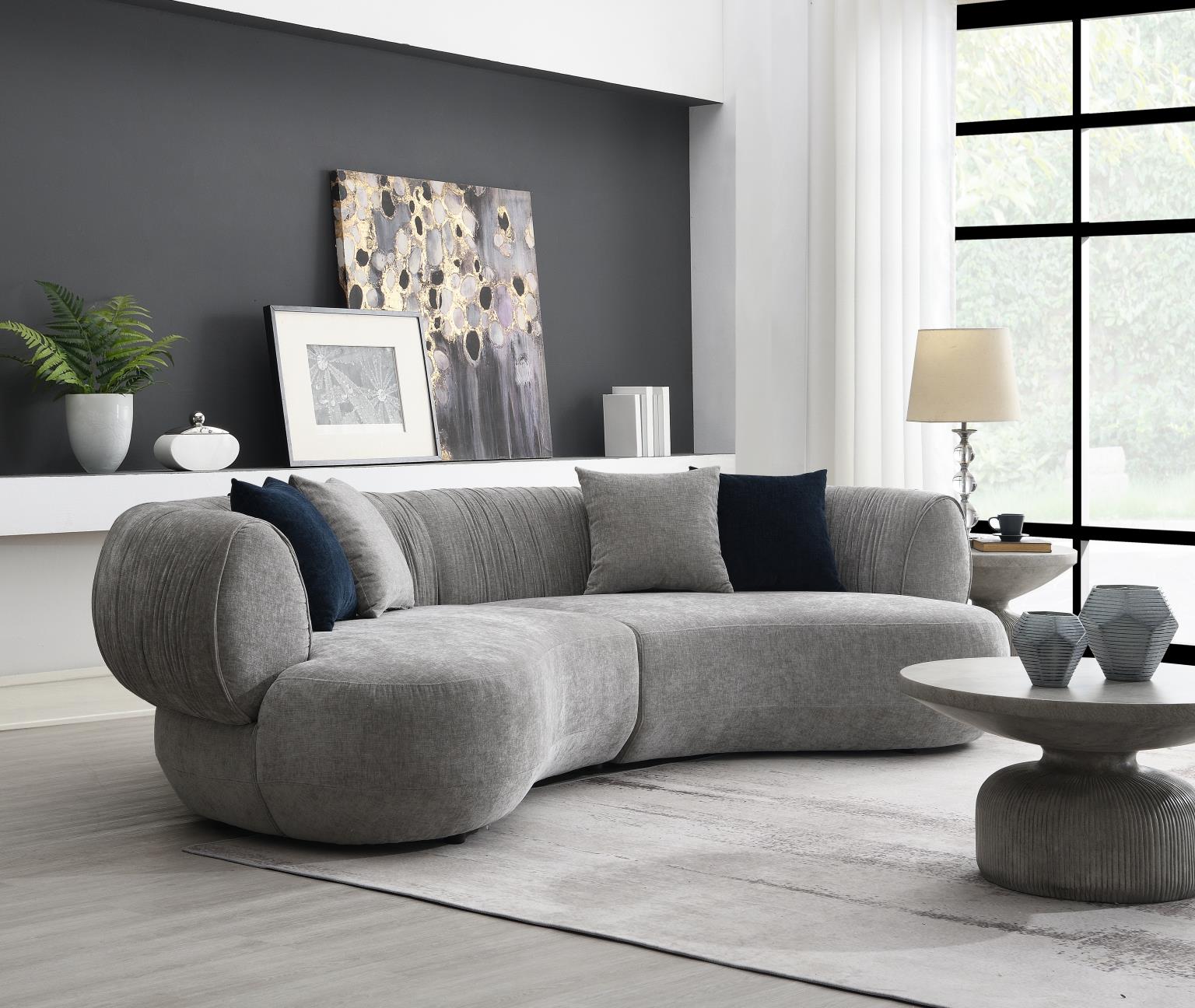Gray Modern Curved Sofa — photo 5