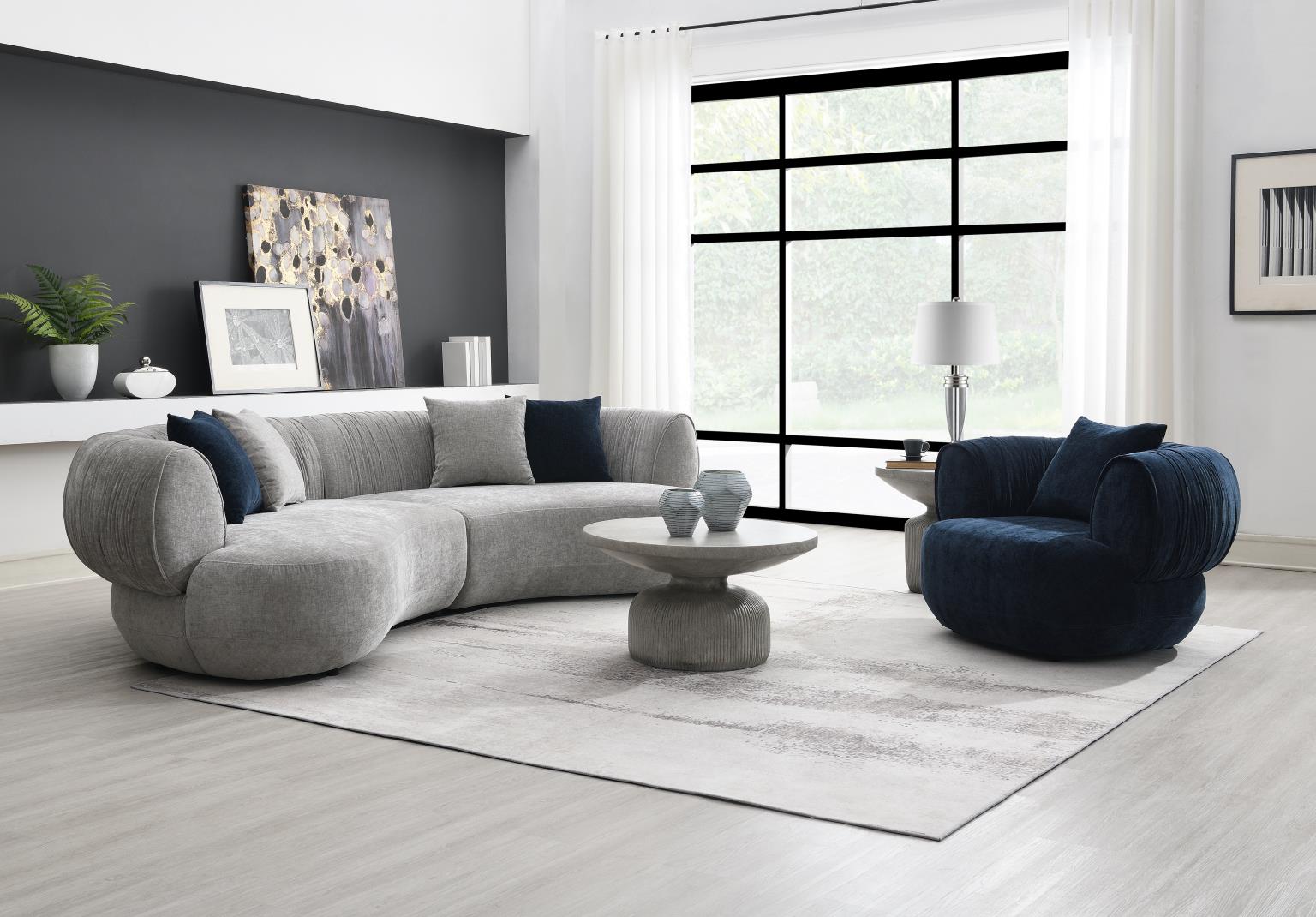 Gray Modern Curved Sofa — photo 3
