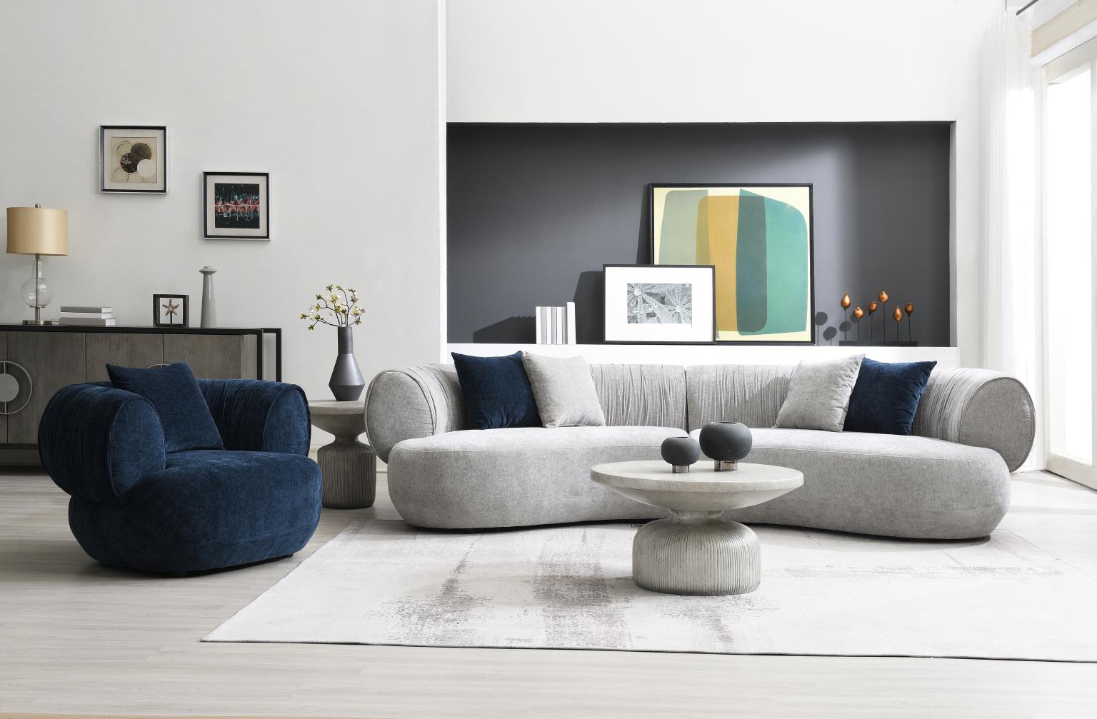 Gray Modern Curved Sofa — photo 2