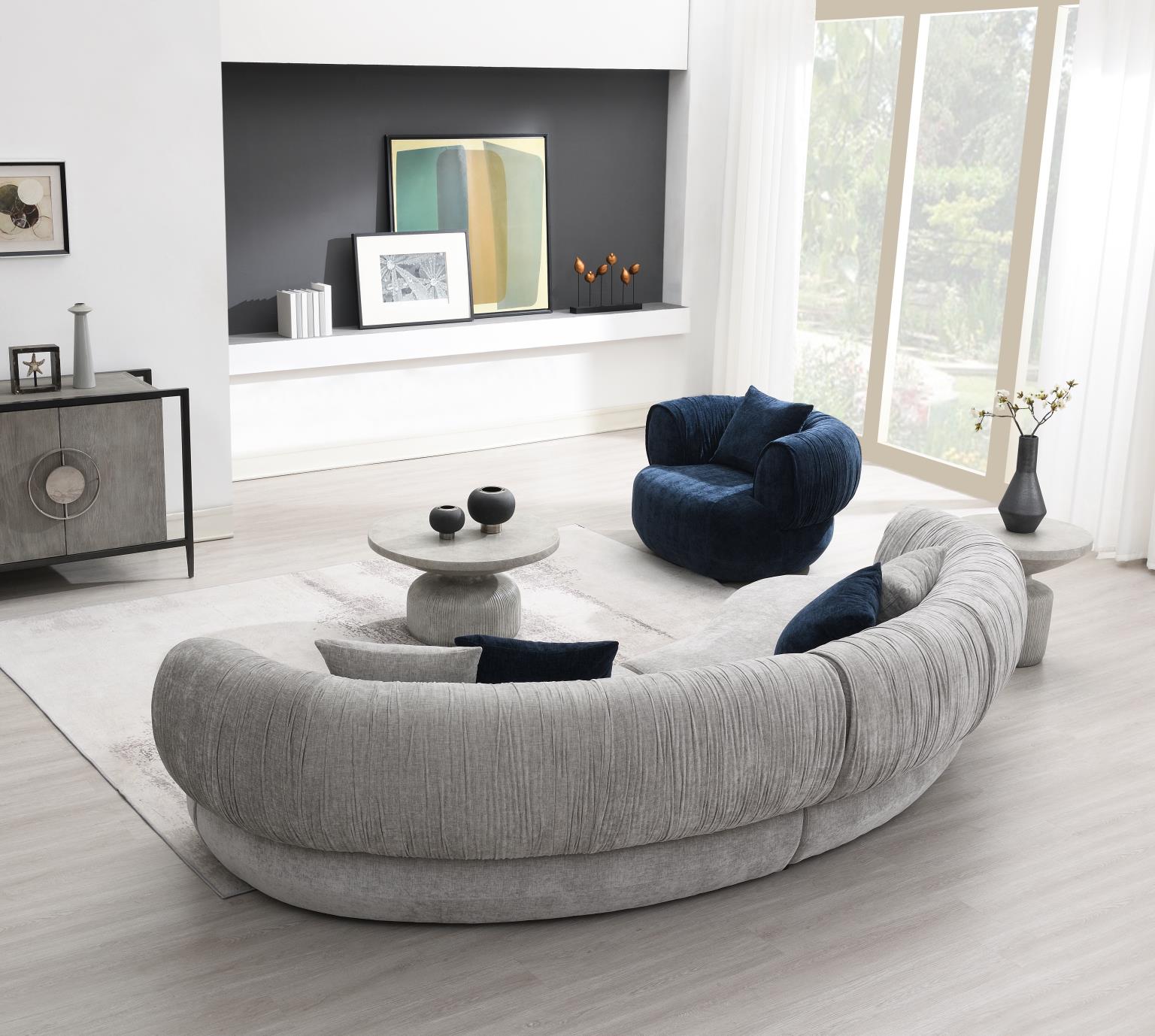 Gray Modern Curved Sofa — photo 4