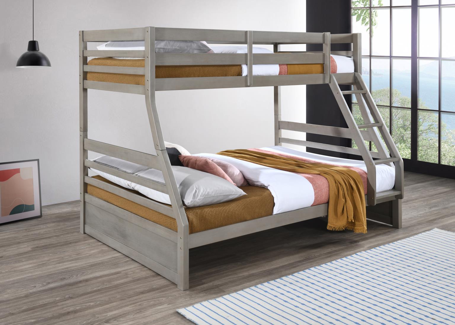Light Gray Twin/Full Bunk Bed — photo 3