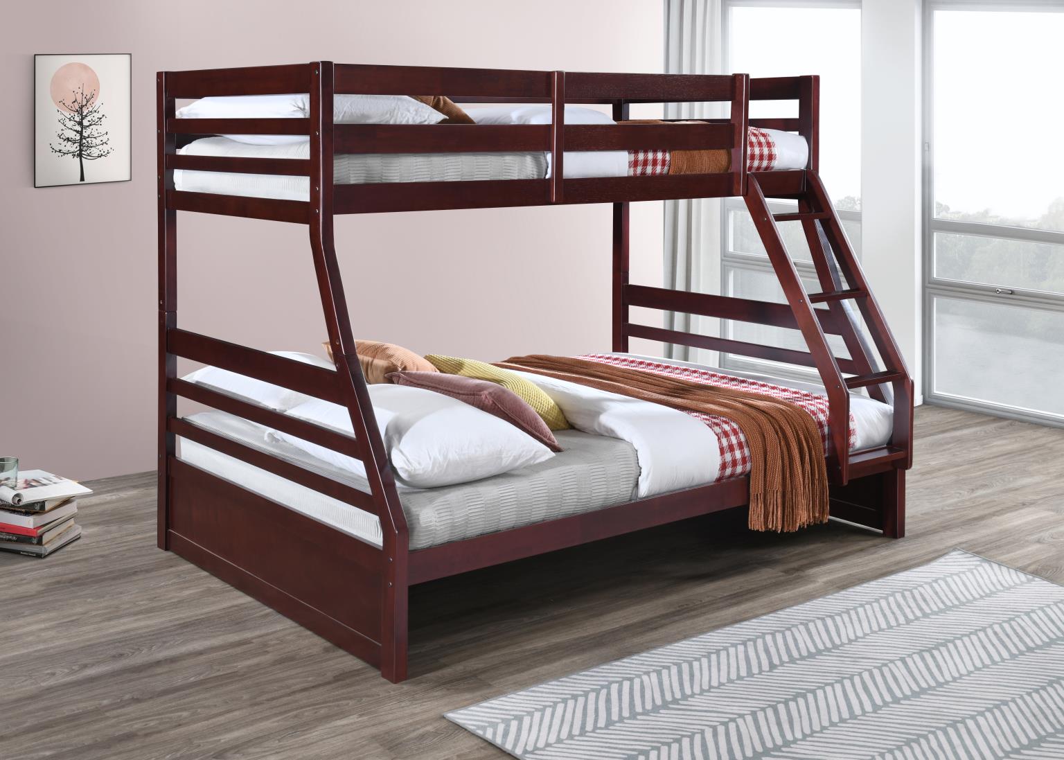 Dark Brown Twin/Full Bunk Bed — photo 2