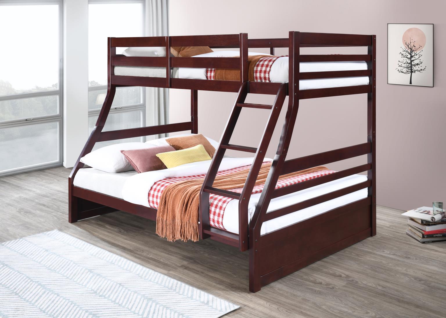 Dark Brown Twin/Full Bunk Bed — photo 4
