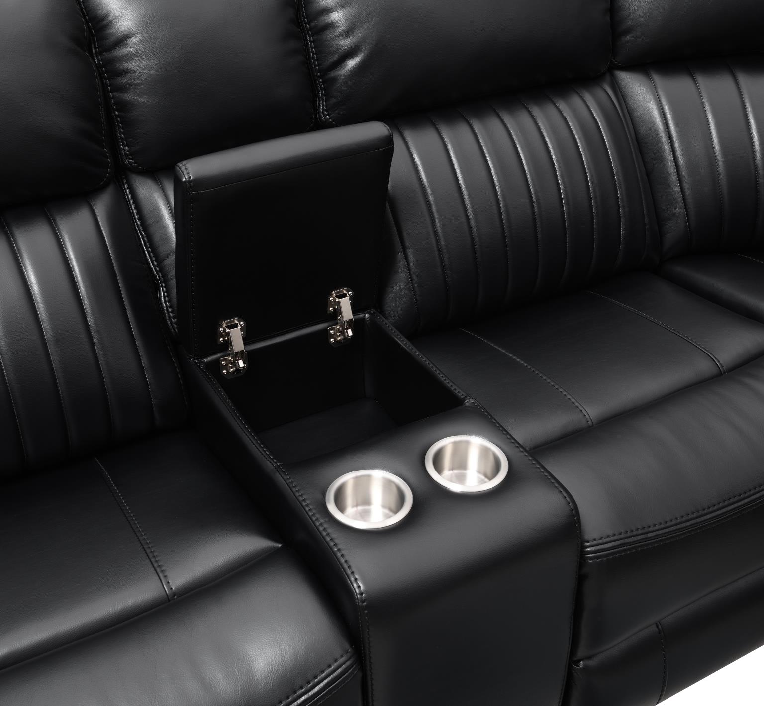 3 PC Black Power Reclining Sectional W/Screen — photo 3