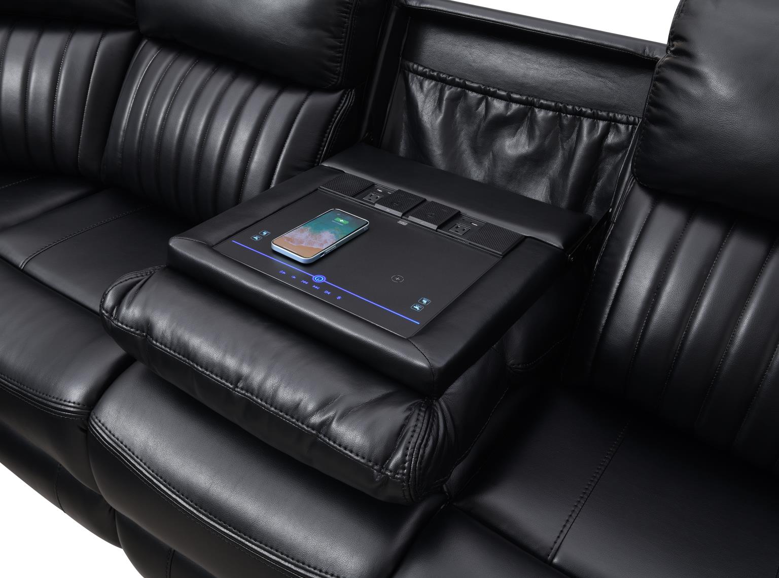 3 PC Black Power Reclining Sectional W/Screen — photo 2