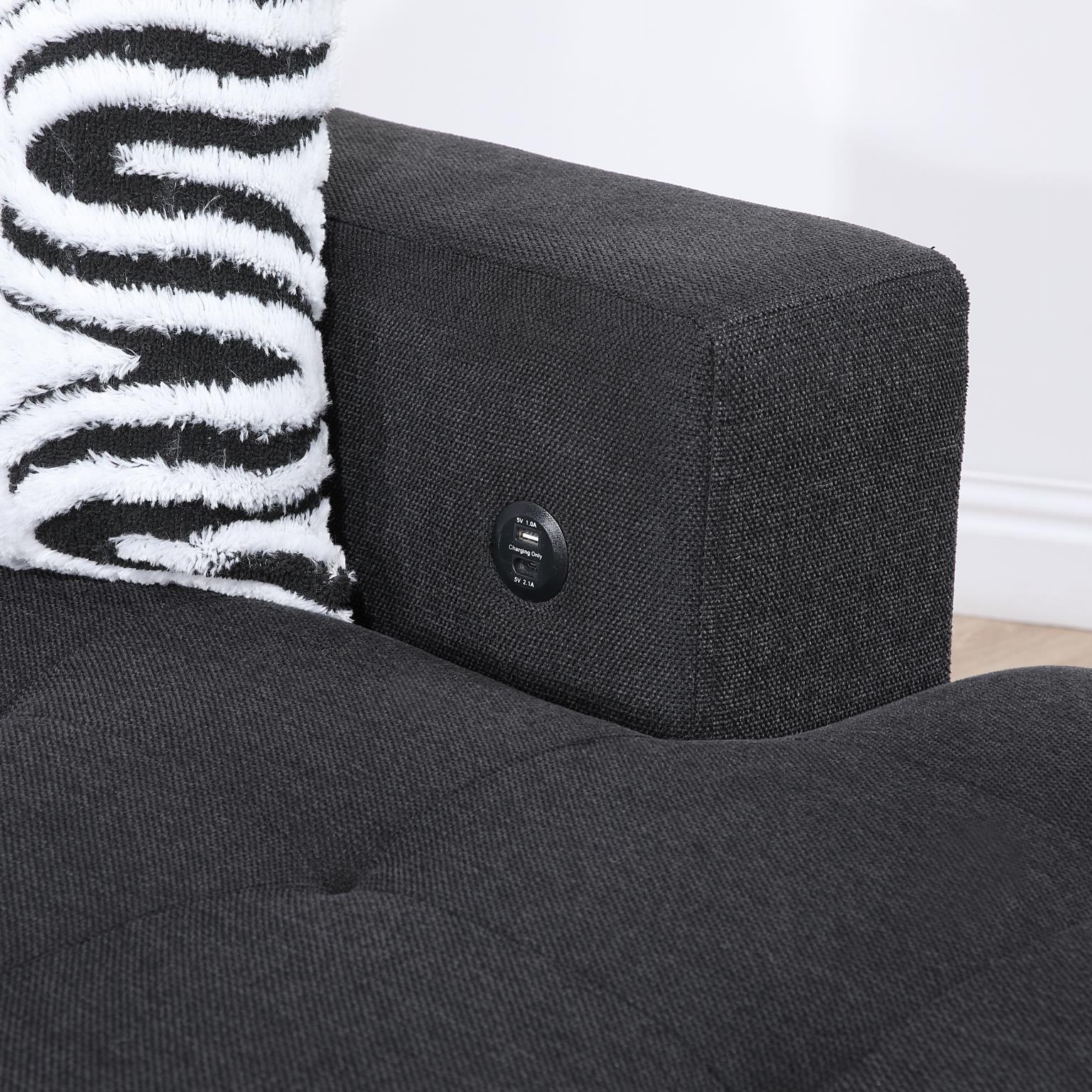 Black 3 PC Sectional W/USB (Type A+C) — photo 3
