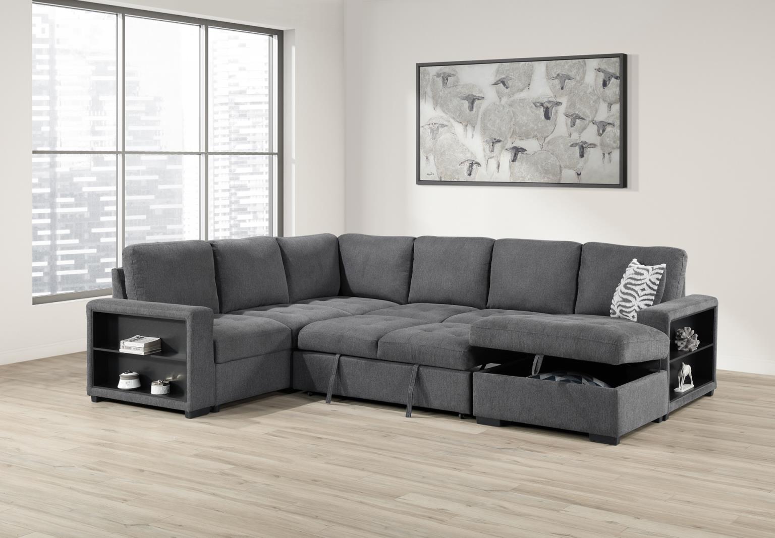 Gray 3 PC Sectional W/USB (Type A+C) — photo 2