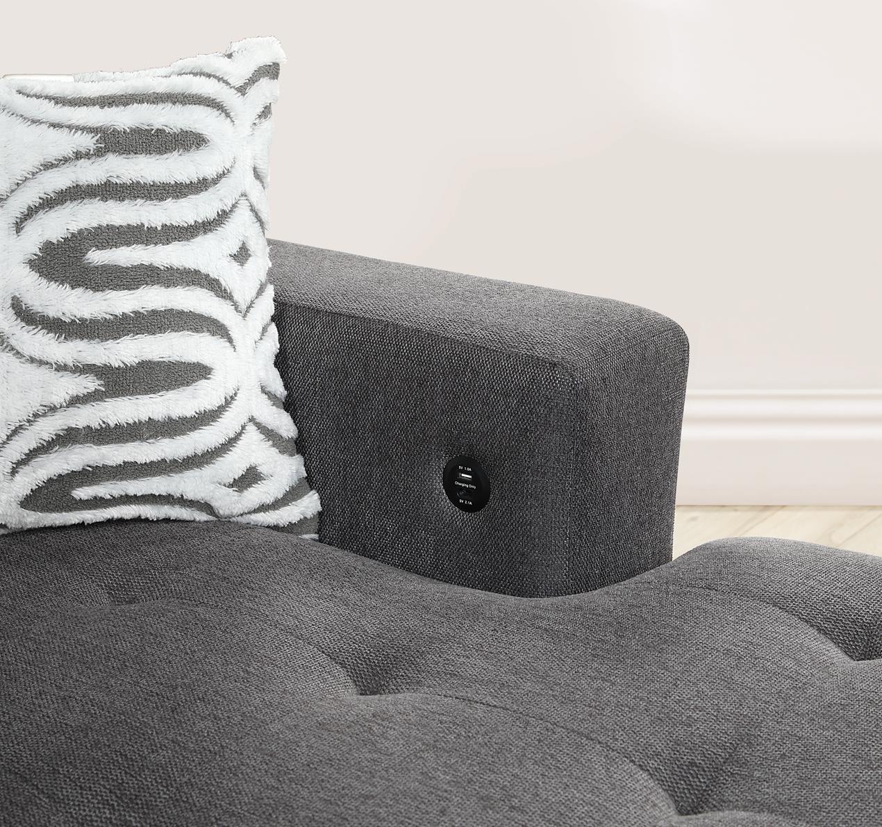 Gray 3 PC Sectional W/USB (Type A+C) — photo 3