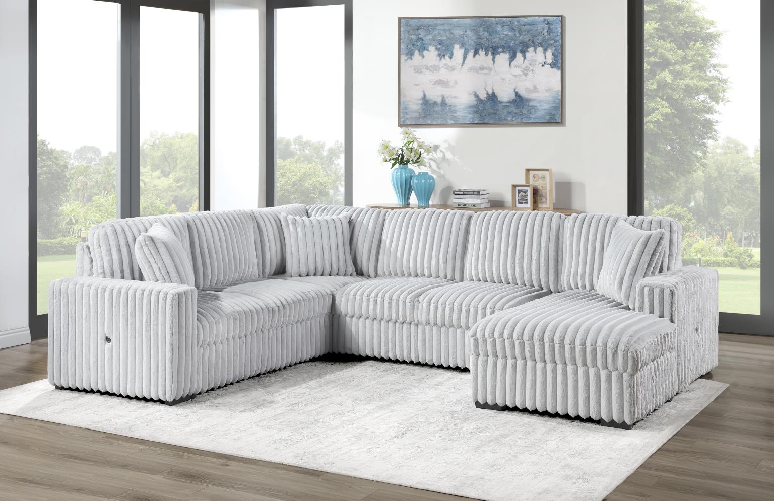 Gray 3 PC Sectional W/USB