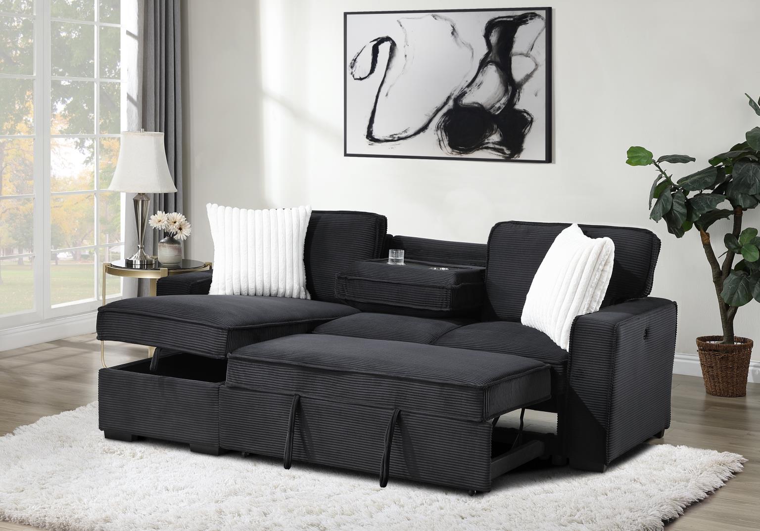 Black Sofa Chaise Sectional — photo 3