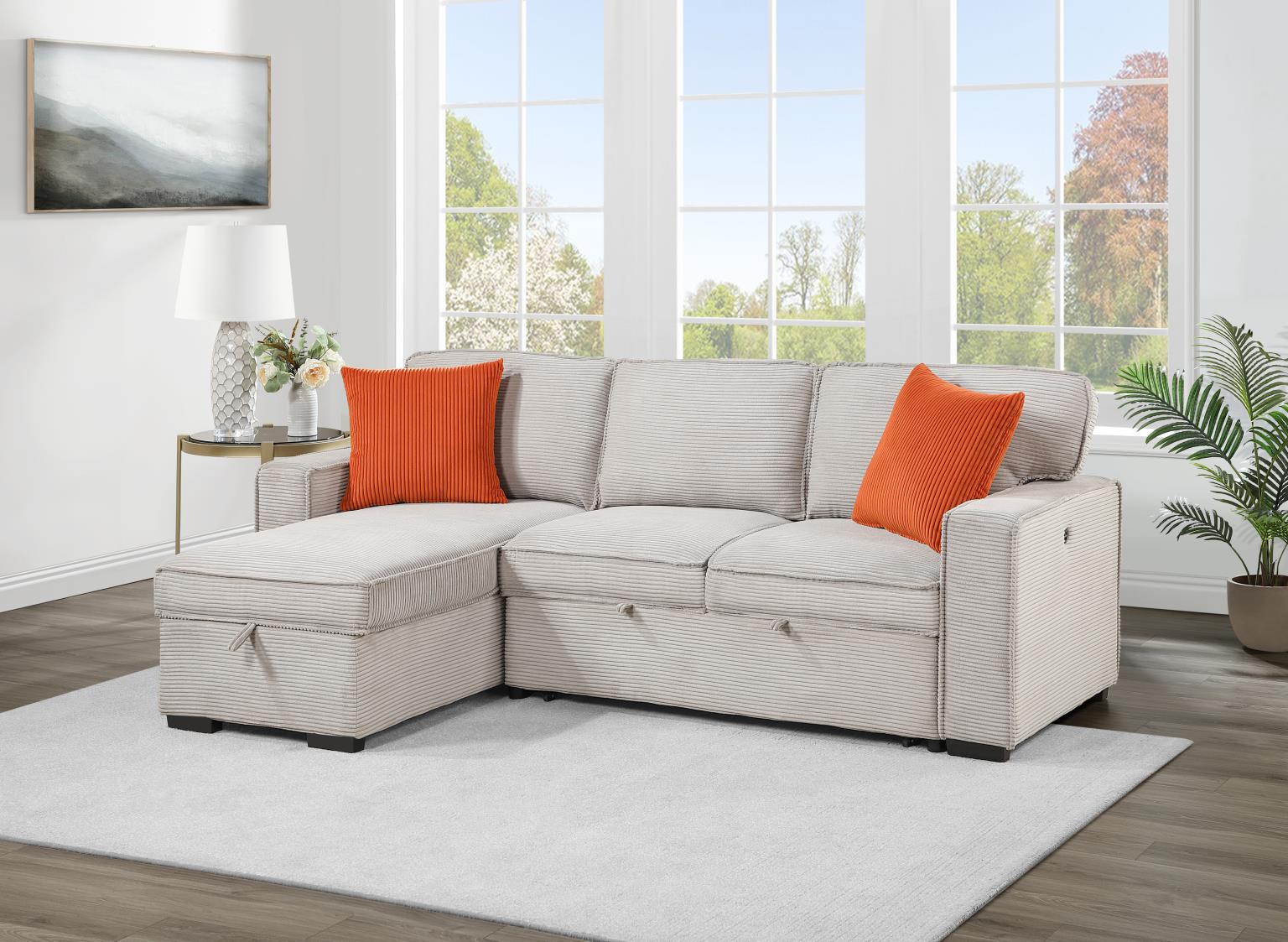 Light Brown Sofa Chaise Sectional — photo 2