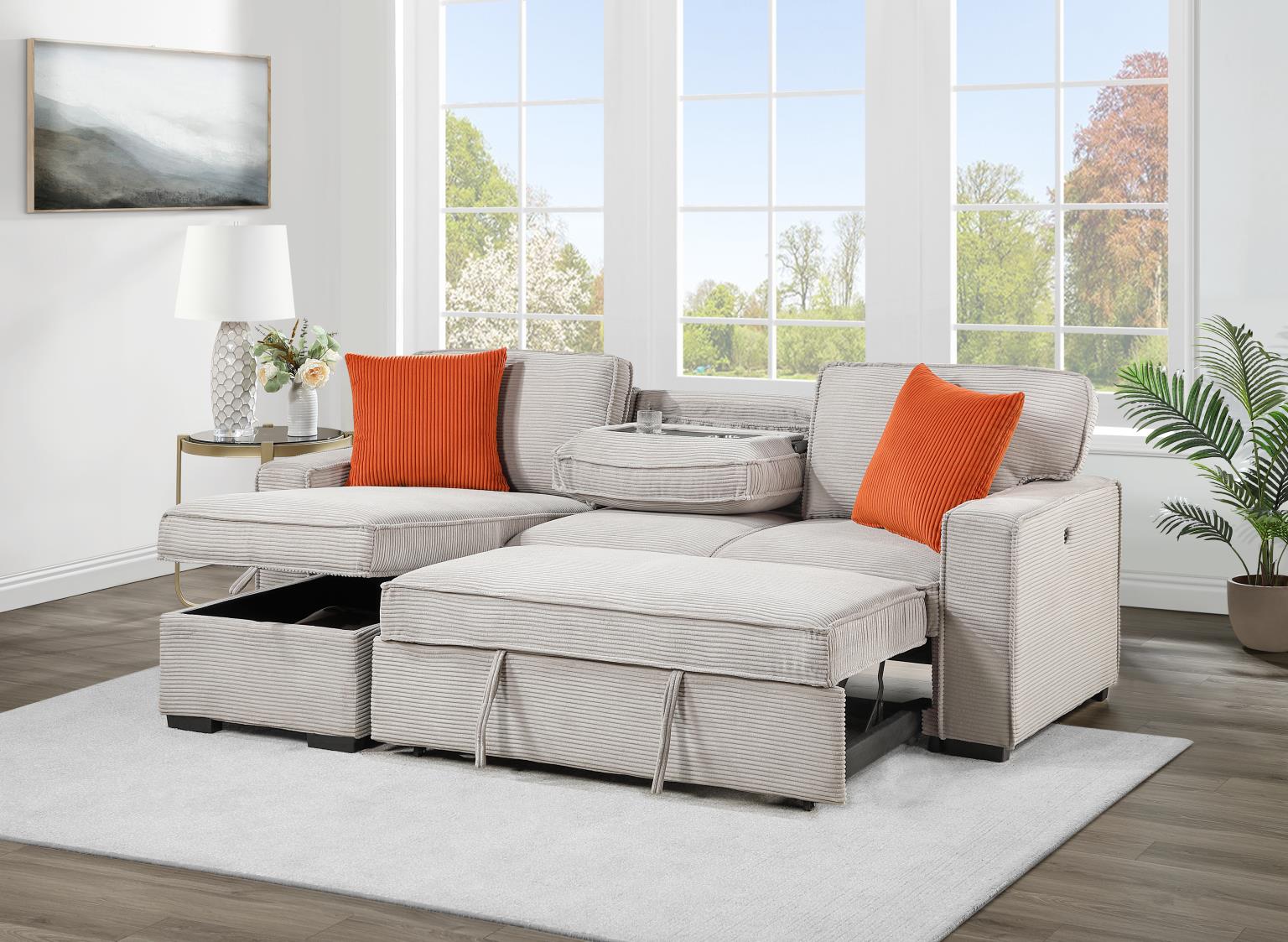 Light Brown Sofa Chaise Sectional — photo 3