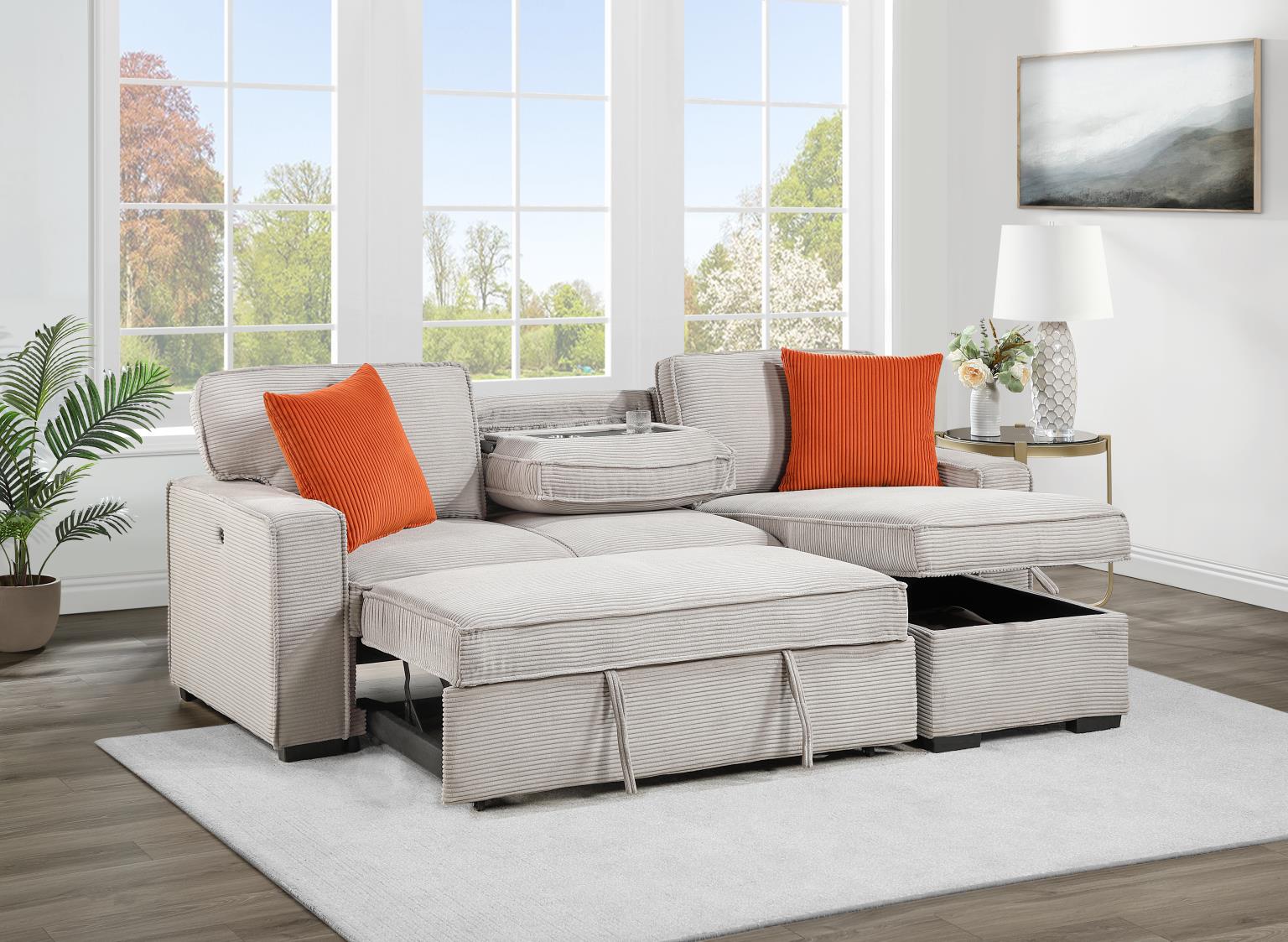 Light Brown Sofa Chaise Sectional — photo 4