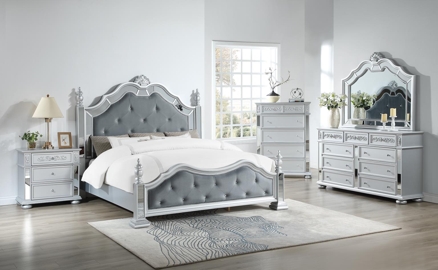 King Bed Frame - Dresser - Mirror - Chest - Nightstand