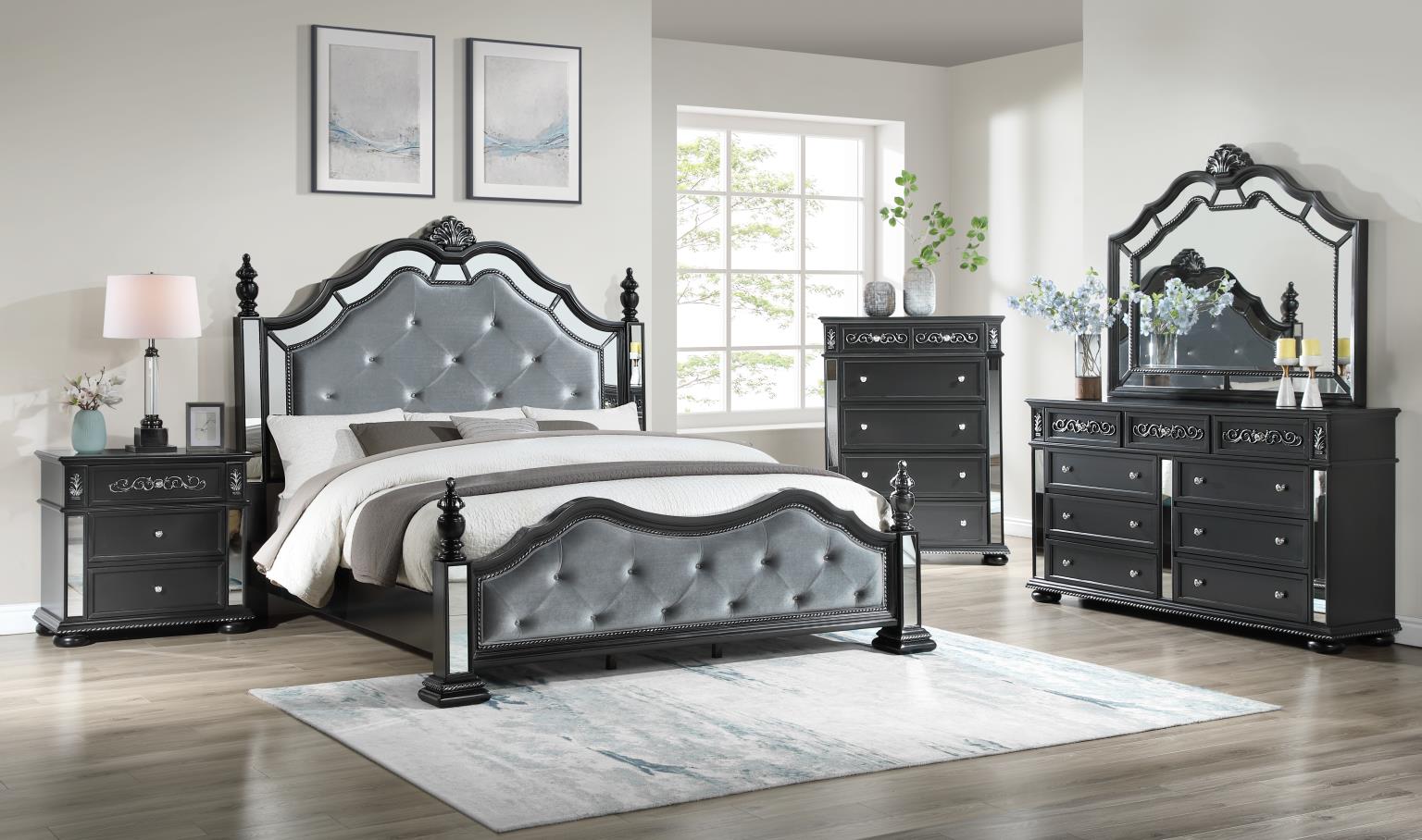 King Bed Frame - Dresser - Mirror - Chest - Nightstand