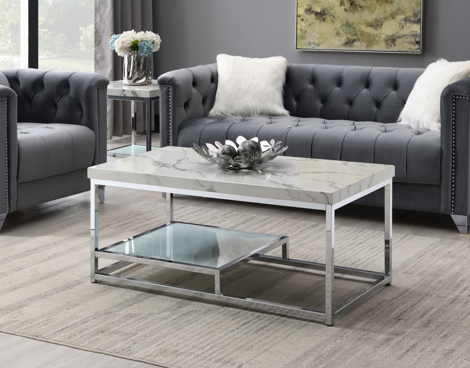 Chrome Coffee Table & 2 End Table — photo 2
