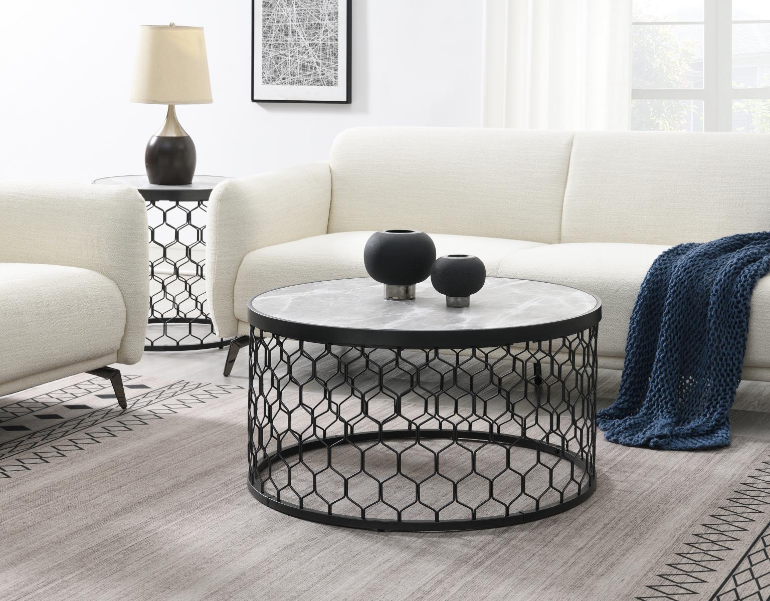 Black/Silver Sparkle Coffee Table & 2 End Table — photo 2