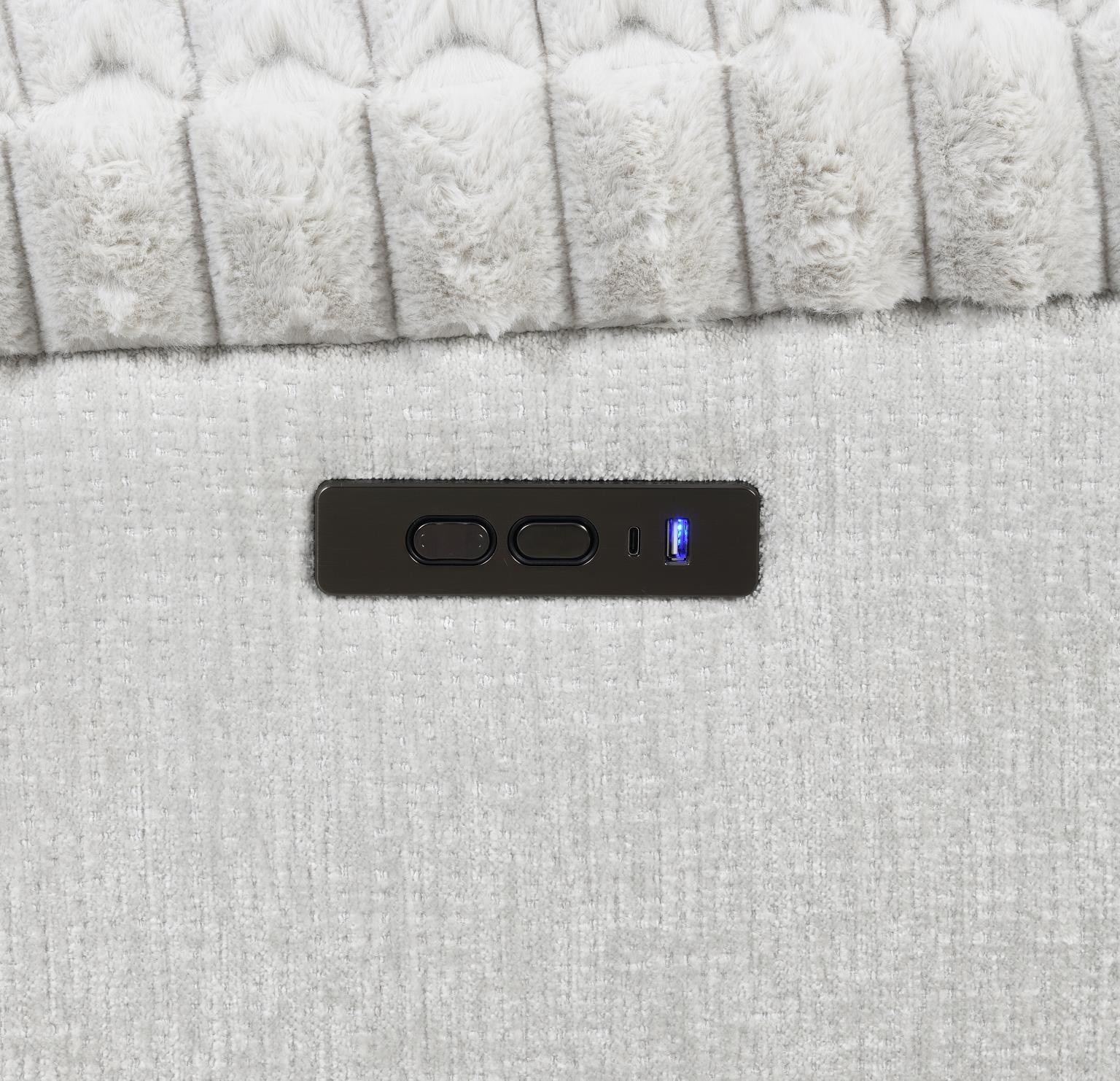 Gray Corduroy Power 3 PC Sectional W/Bluetooth Speaker, and Wireless Charger — photo 4