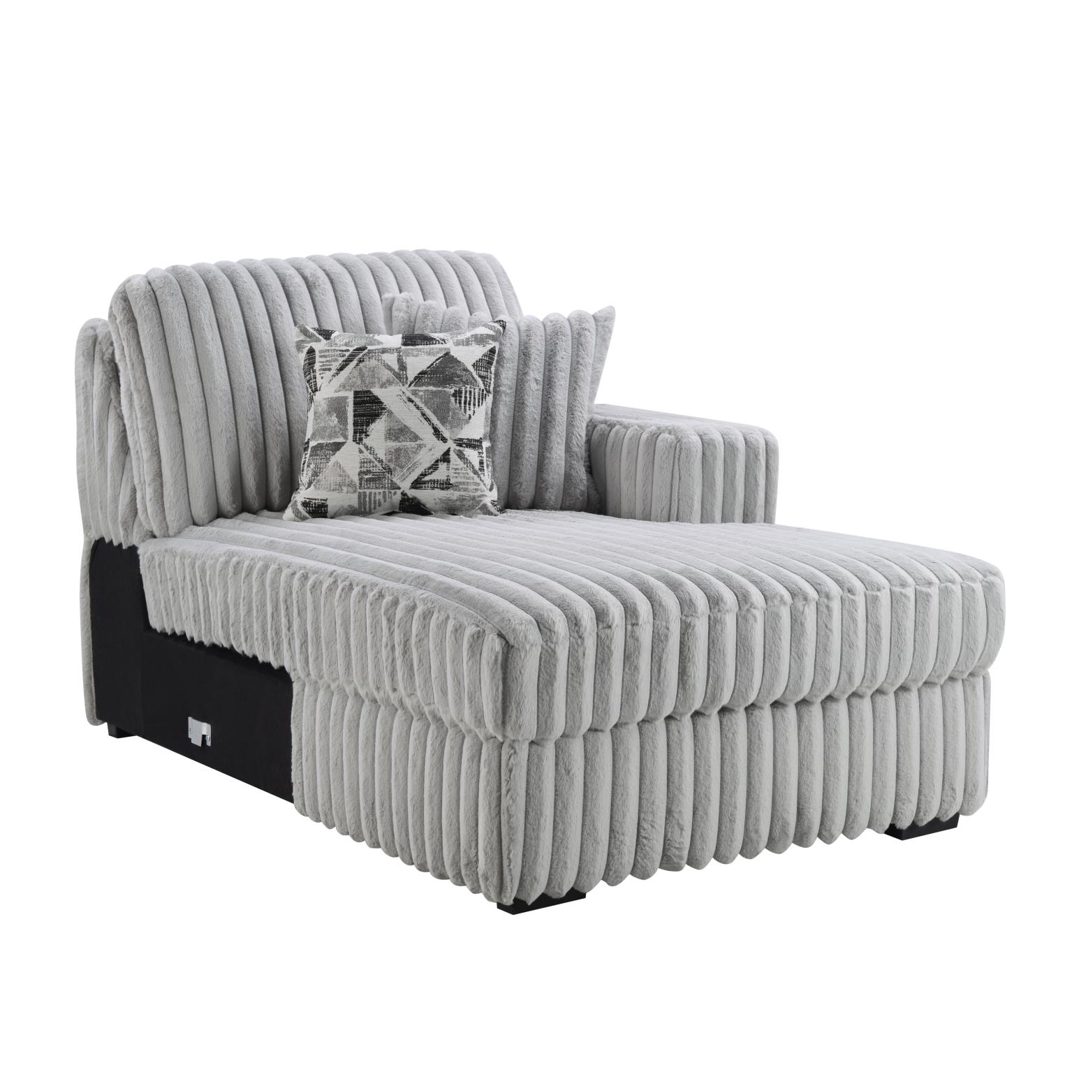 Gray Corduroy Power Reclining 4 PC Sectional W/2 Wireless Charger — photo 7