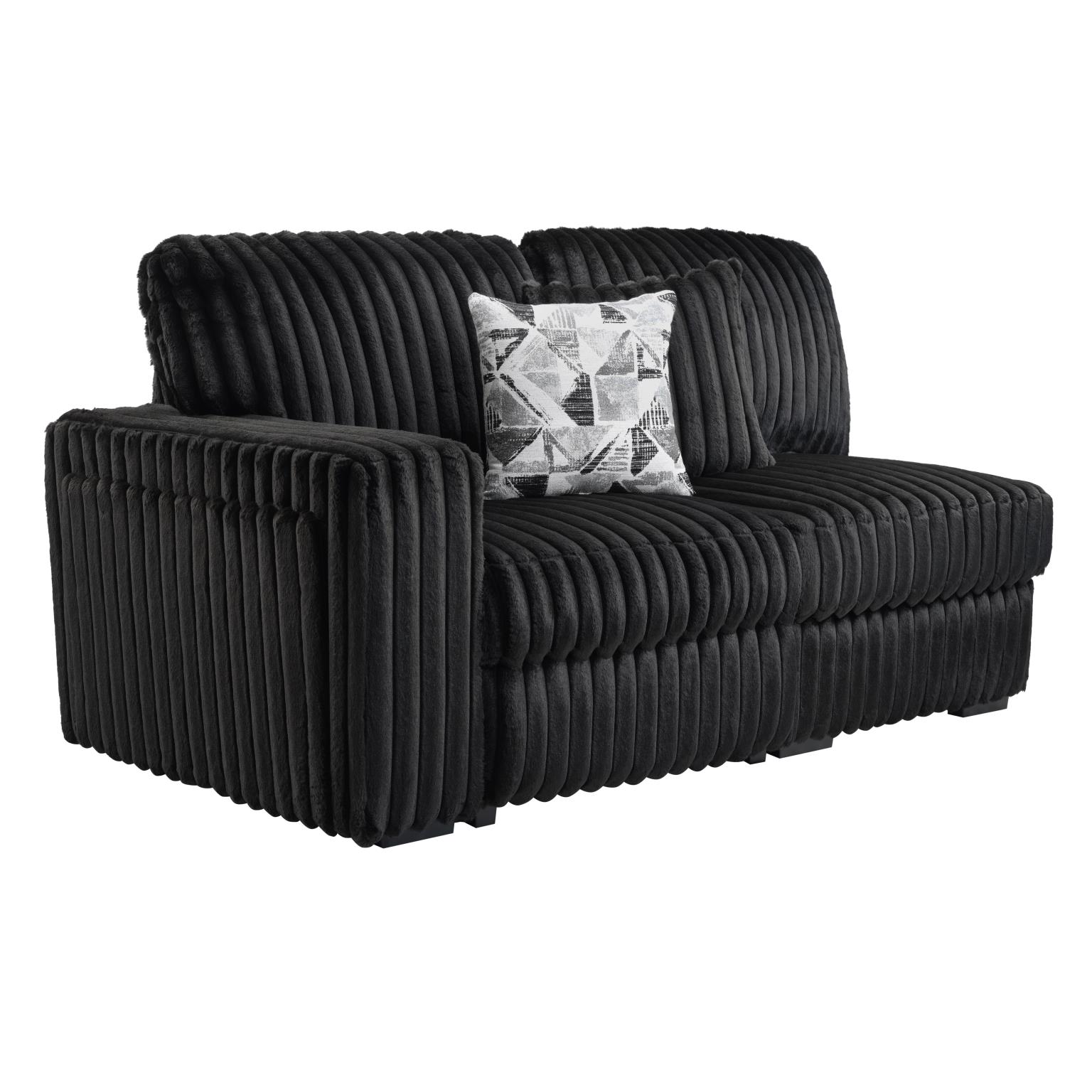 Black Corduroy Power Reclining 4 PC Sectional W/2 Wireless Charger — photo 4