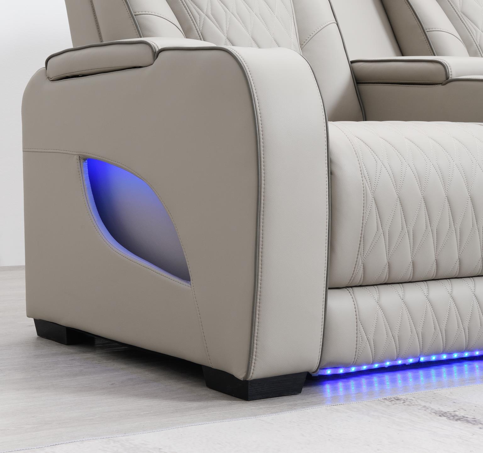 Gray 3 PC Power LED Sectional, Power Headrest, Heat, Massage Wireless Charger, and USB — photo 6