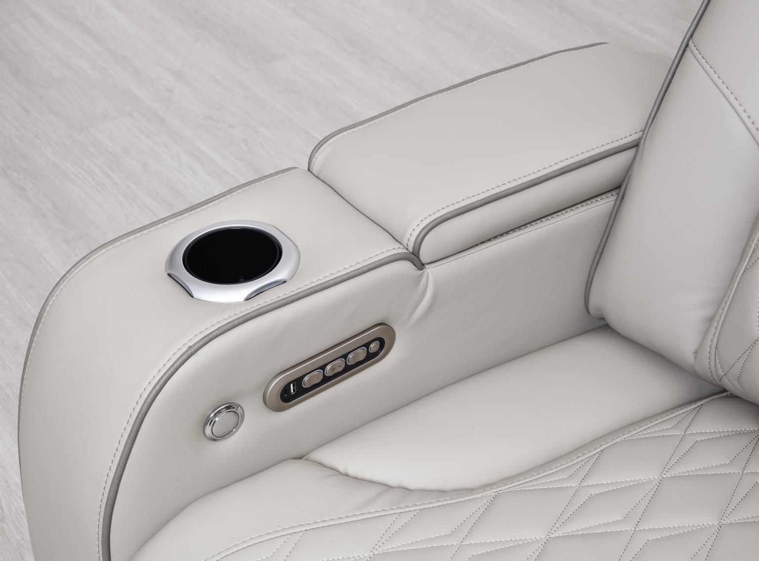 Gray 3 PC Power LED Sectional, Power Headrest, Heat, Massage Wireless Charger, and USB — photo 2