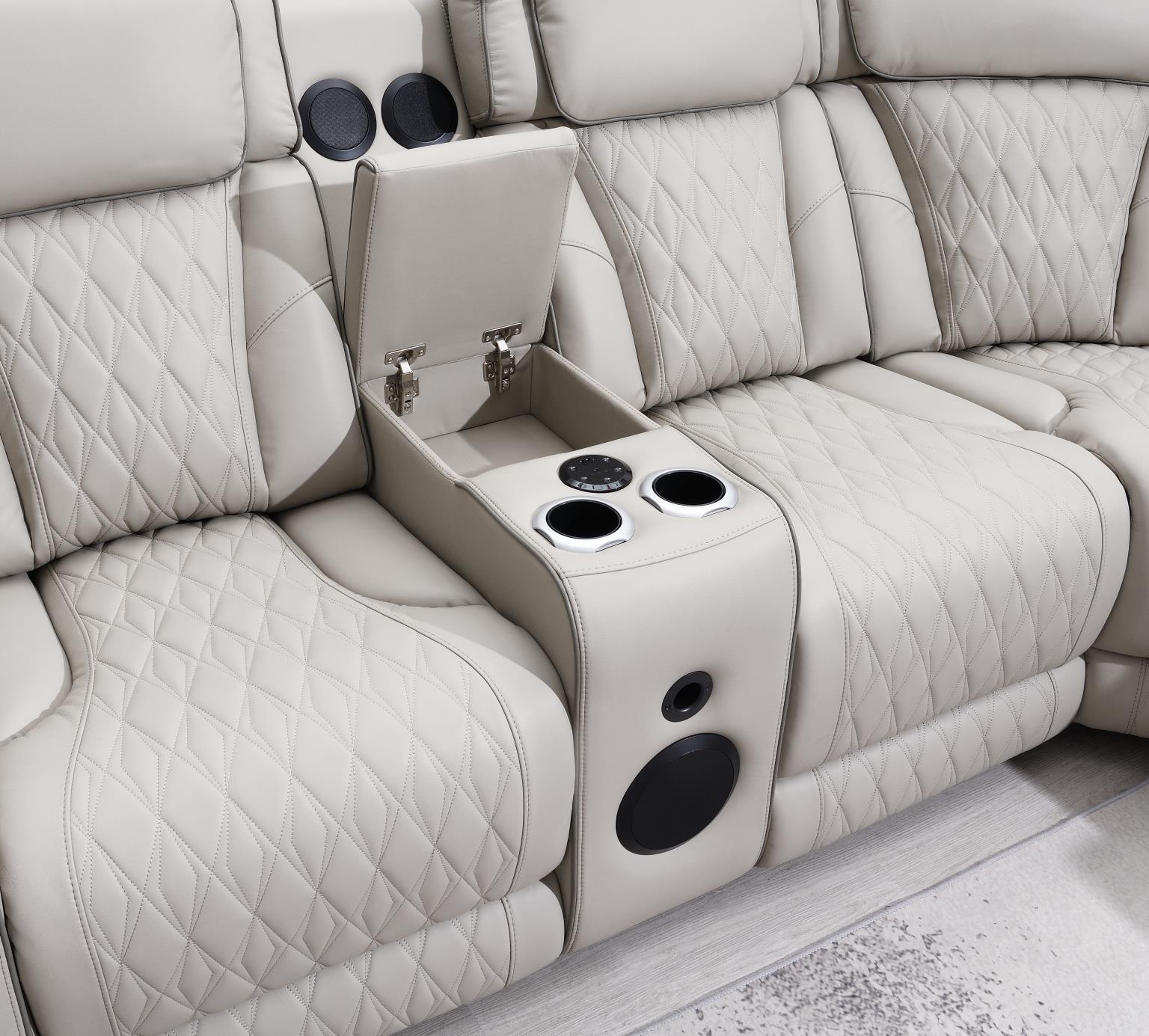 Gray 3 PC Power LED Sectional, Power Headrest, Heat, Massage Wireless Charger, and USB — photo 4