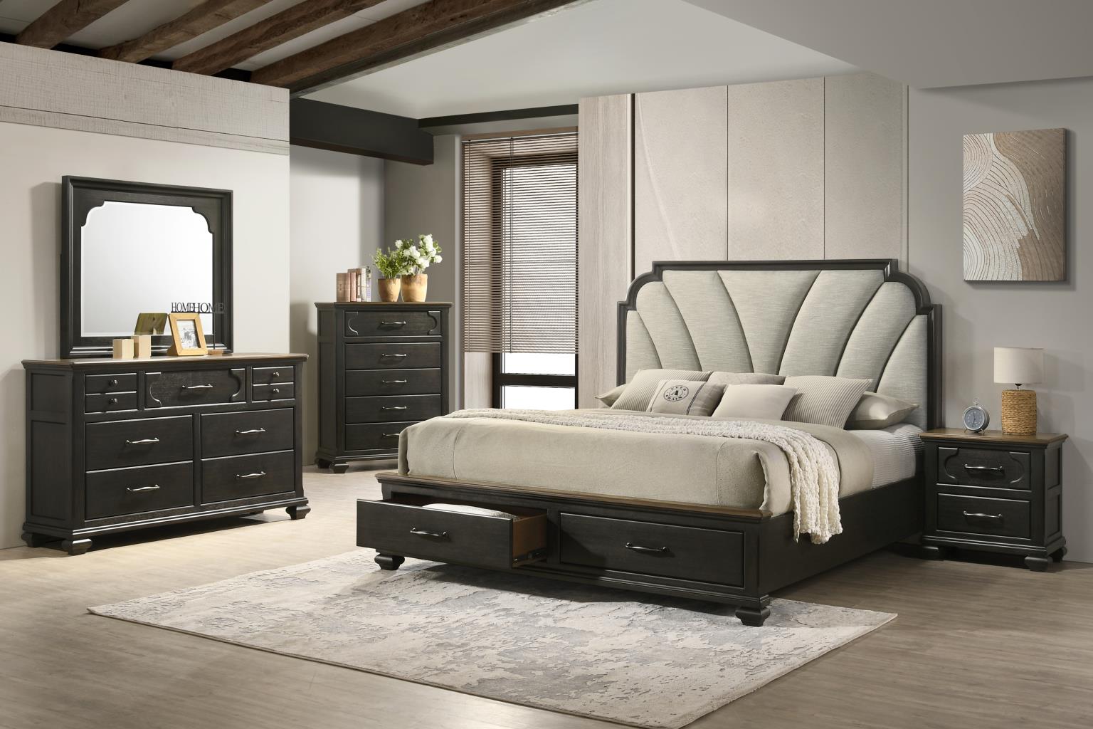 King Bed Frame - Dresser - Mirror - Chest - Nightstand