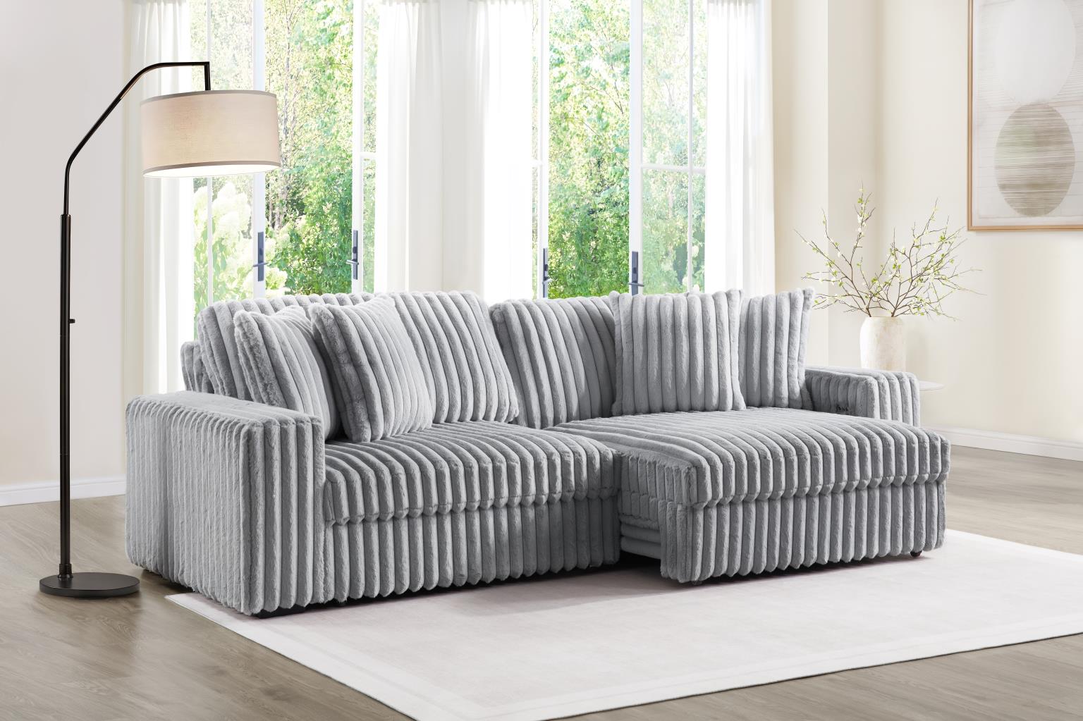 Gray Corduroy Power 4 Seater Sofa — photo 3