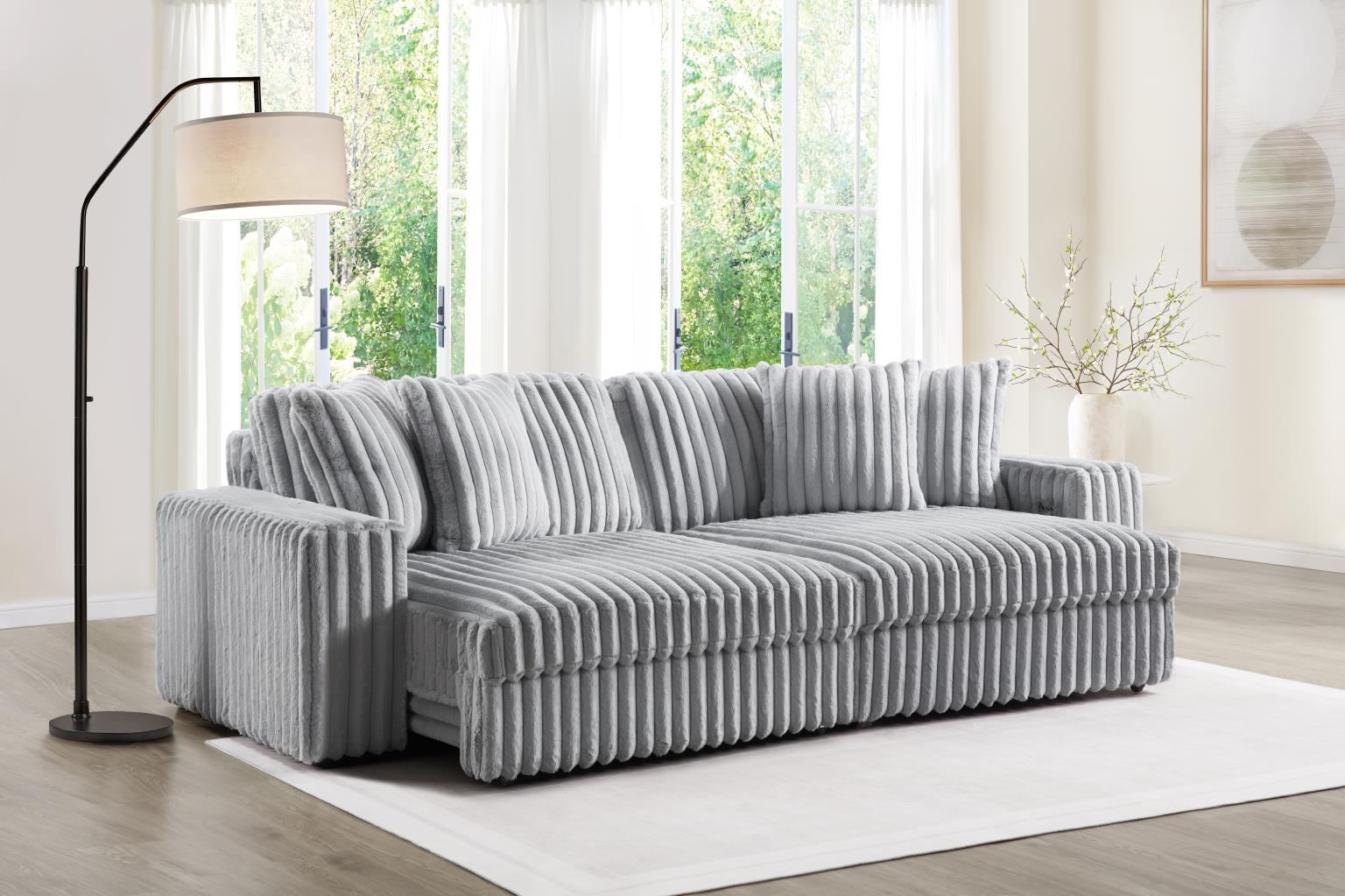 Gray Corduroy Power 4 Seater Sofa — photo 2