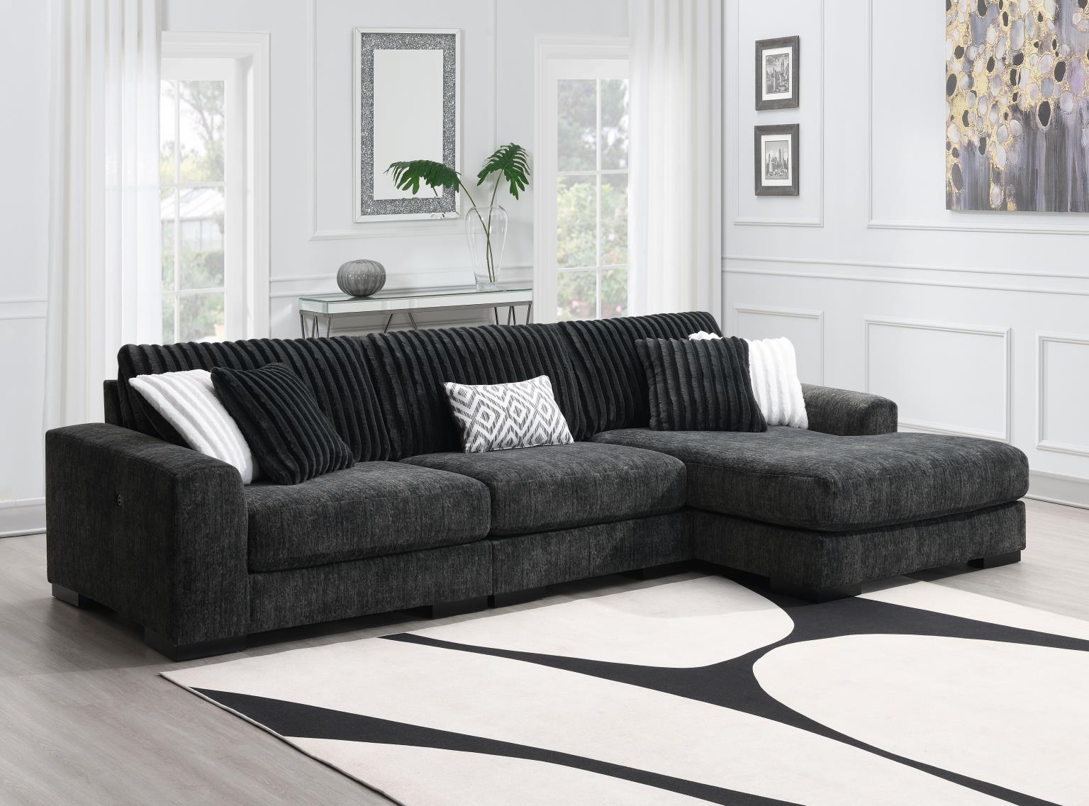 Charcoal 3 PC Sectional