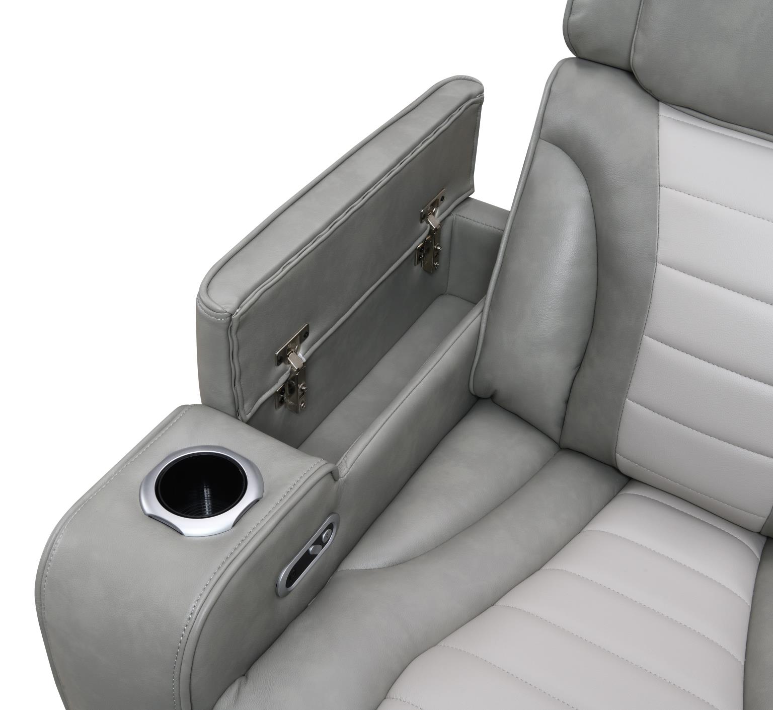 Gray/White Power 3 PC Sectional W/Bluetooth Speaker, and Wireless Charger — photo 4