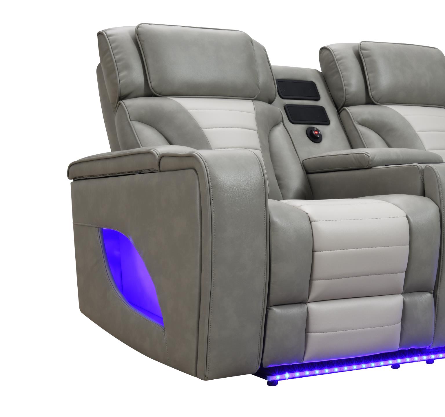Gray/White Power 3 PC Sectional W/Bluetooth Speaker, and Wireless Charger — photo 3