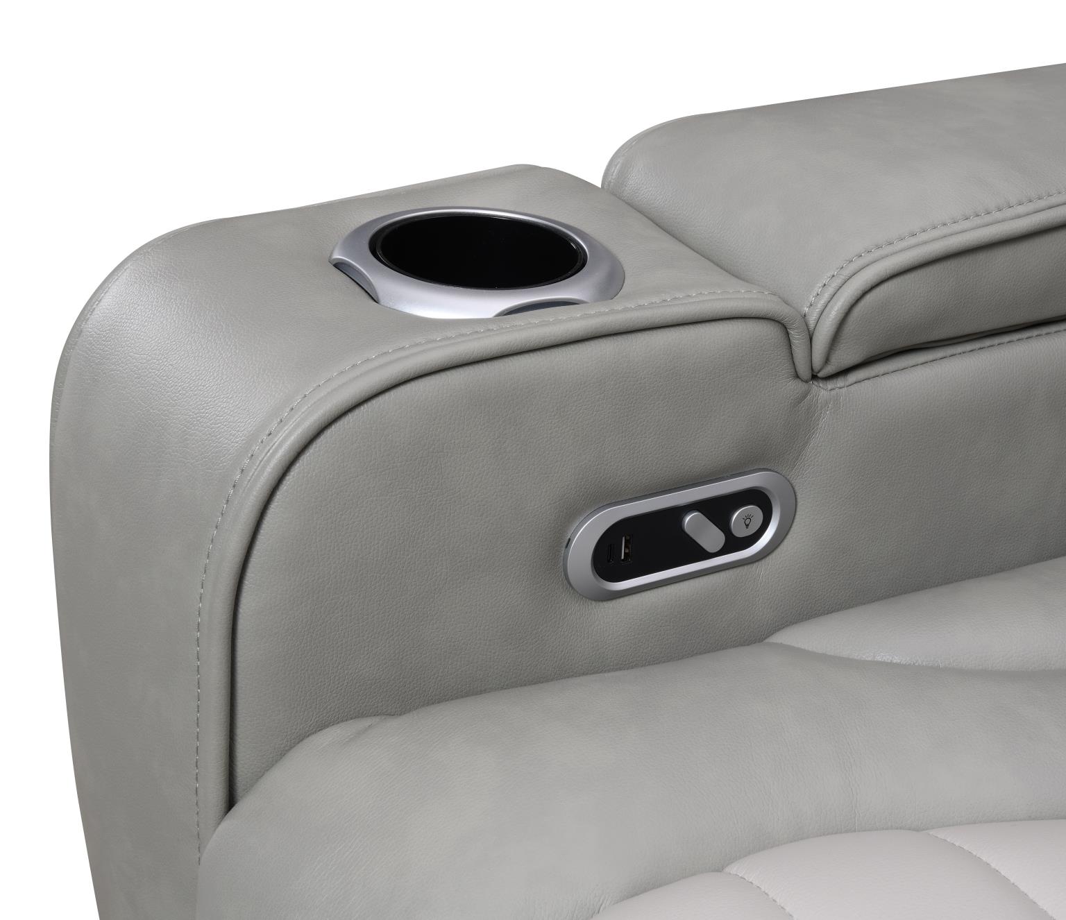 Gray/White Power 3 PC Sectional W/Bluetooth Speaker, and Wireless Charger — photo 5